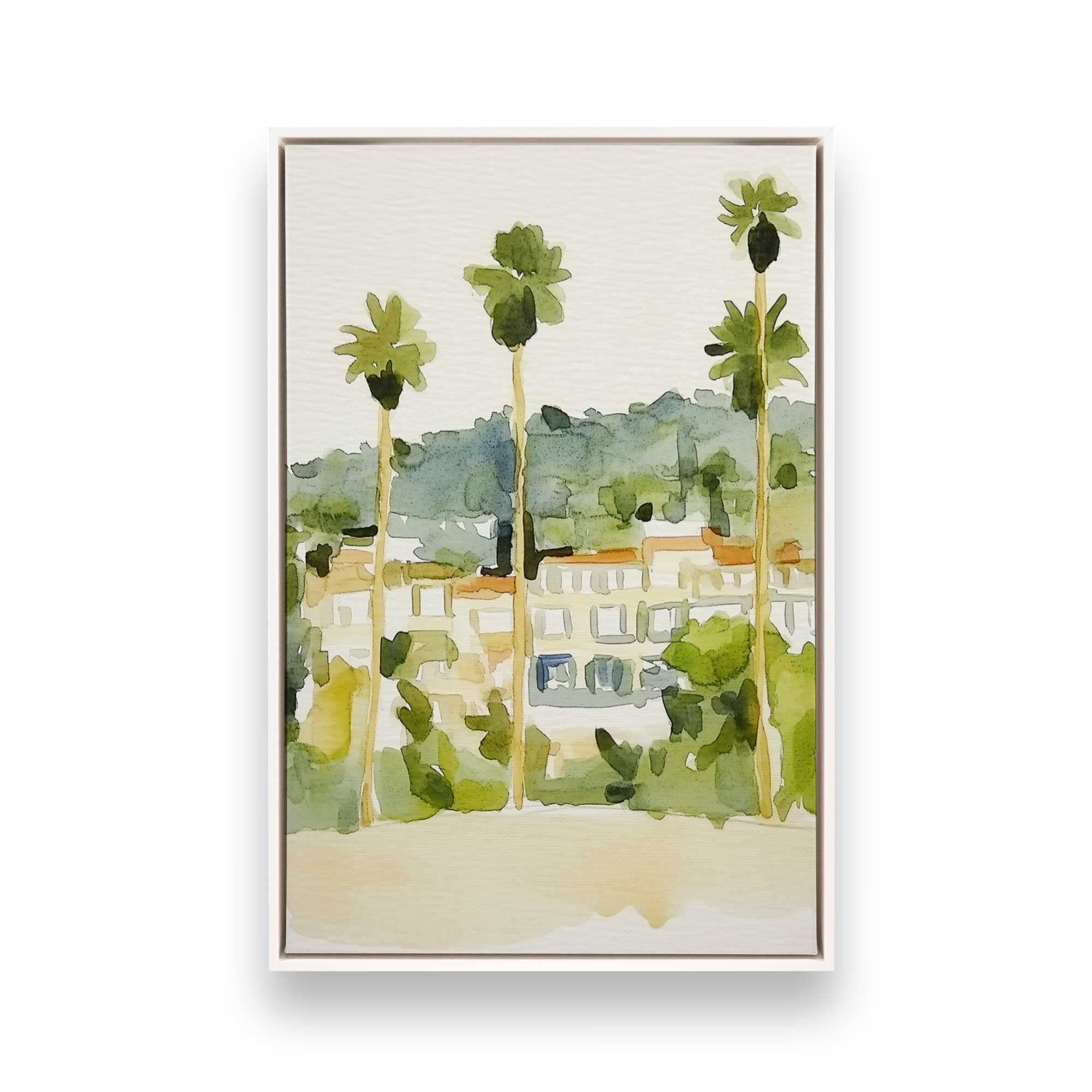 Desert Palms and Villas II Canvas Wall Art Print - Tropical Landscape Painting for Living Room, Bedroom & Office Decor