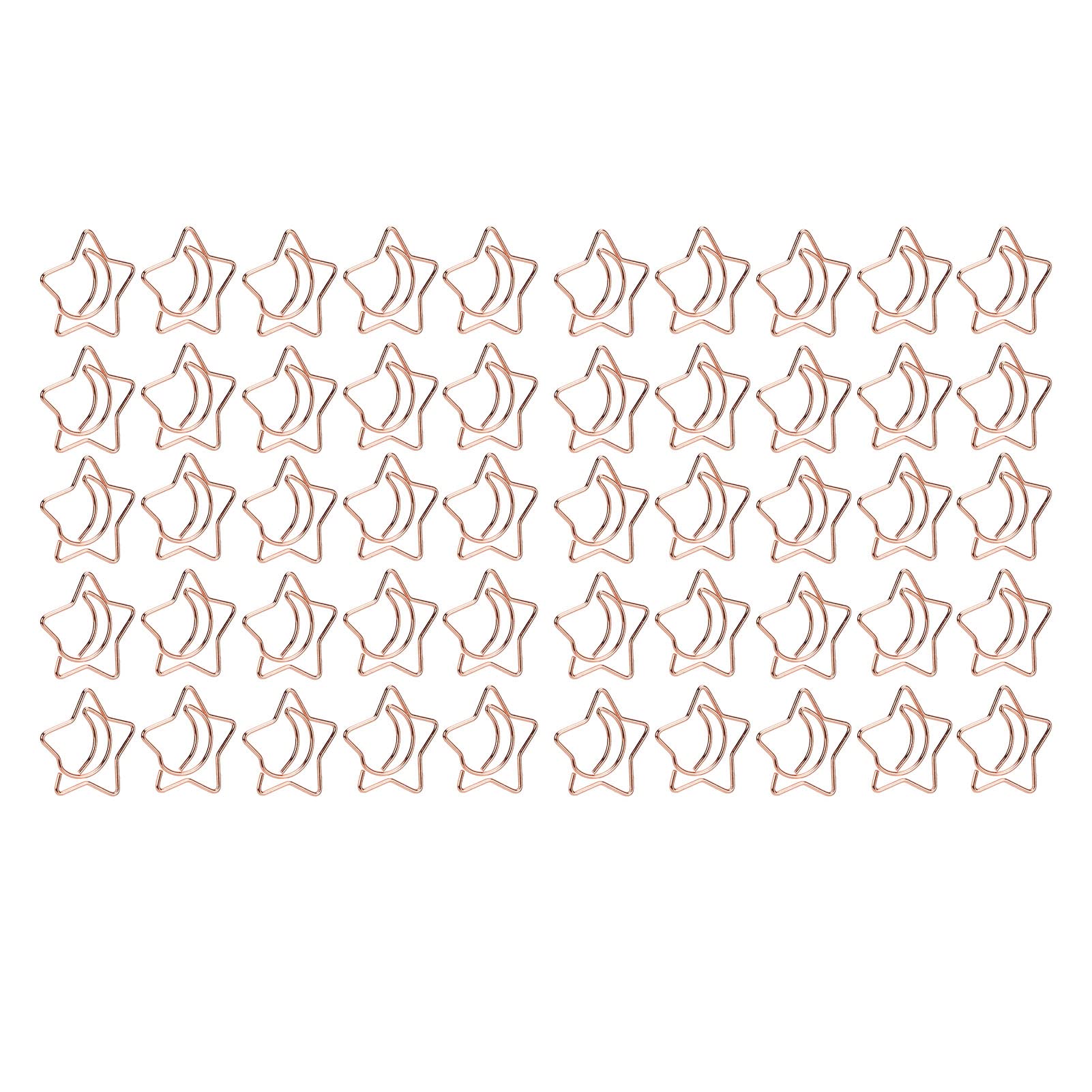 50Pcs Pentagram & Moon Star Shaped Metal Paper Clips - Creative Office Supplies for School, Home & Office Organization - Cute Decorative Clips for Notebooks, Documents & Gift Wrapping (Gold/Silver)