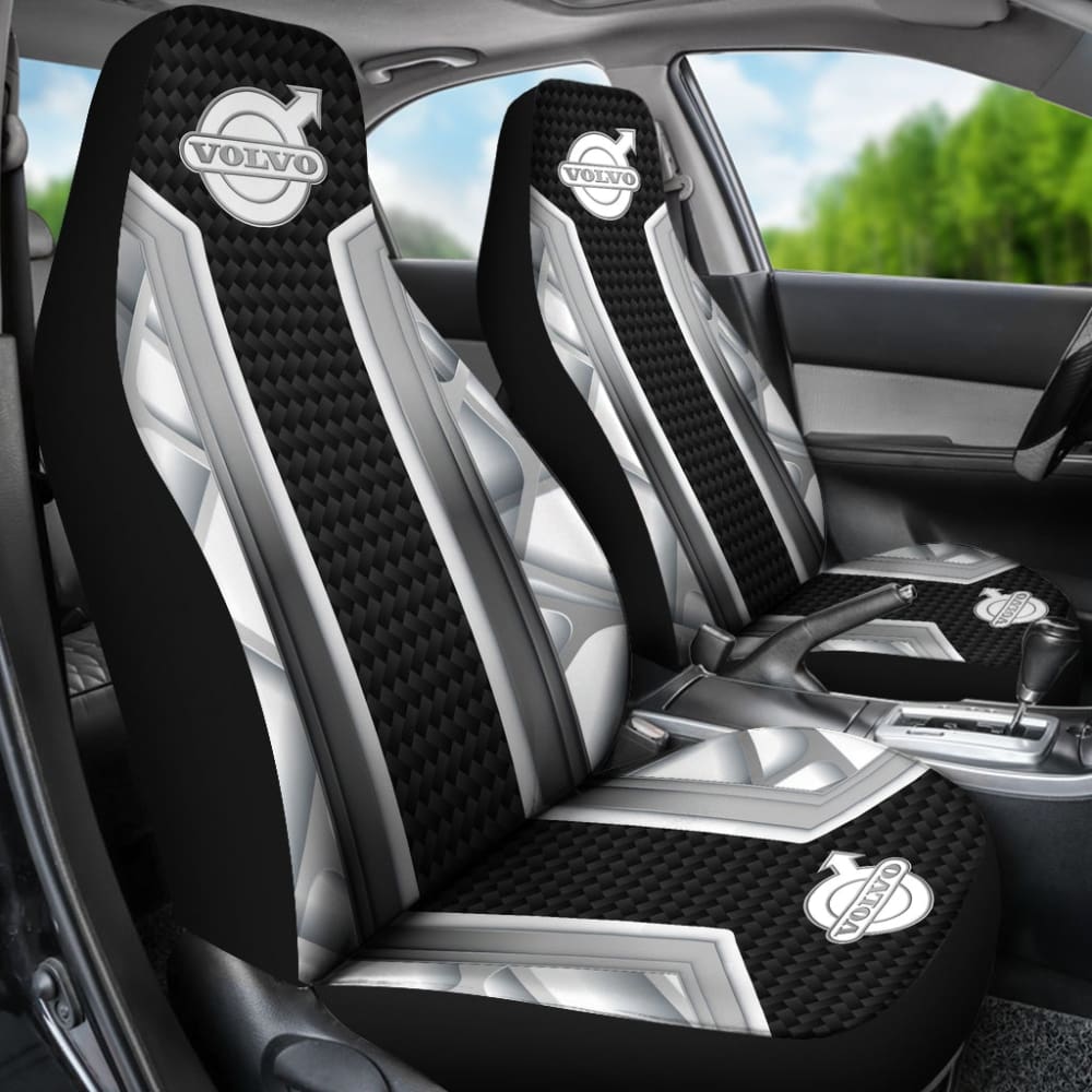 Premium Volvo Themed Car Seat Covers - White & Black Printed Design | Universal Fit for Volvo Models | Perfect for Road Trips & Daily Commutes