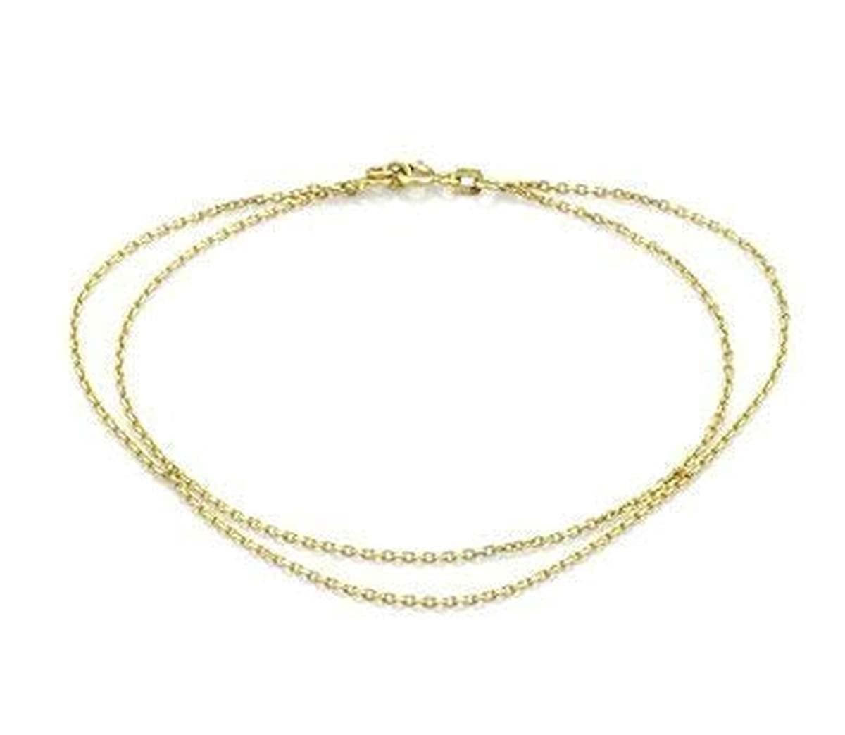 14K Gold Double Chain Anklet for Women - Elegant Double Strand Plain Gold Link Ankle Bracelet Jewelry | Perfect for Beach, Wedding & Everyday Wear