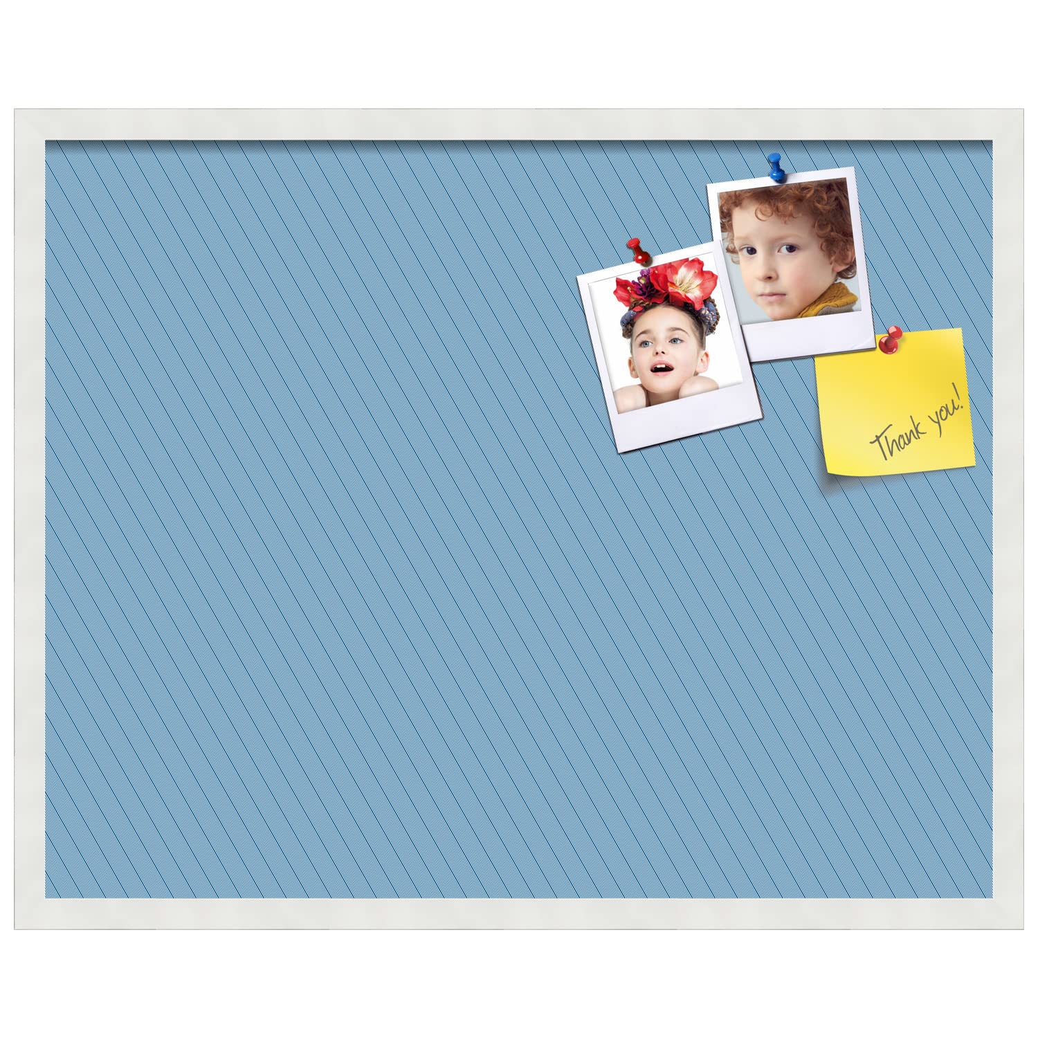 PinPix 30x24 Inch Navy & White Striped Cork Bulletin Board with Satin Frame - Decorative Wall Pin Board for Home Office, School Classroom, Dorm Room Organization & Message Display (PinPix-1673)