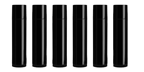 NSB Herbals 5GM Empty Black Lip Balm Tubes - Pack of 6 | Refillable Chapstick Containers for DIY Lipstick, Cosmetics & Makeup | Perfect for Homemade Lip Care, Travel & Gift Packaging