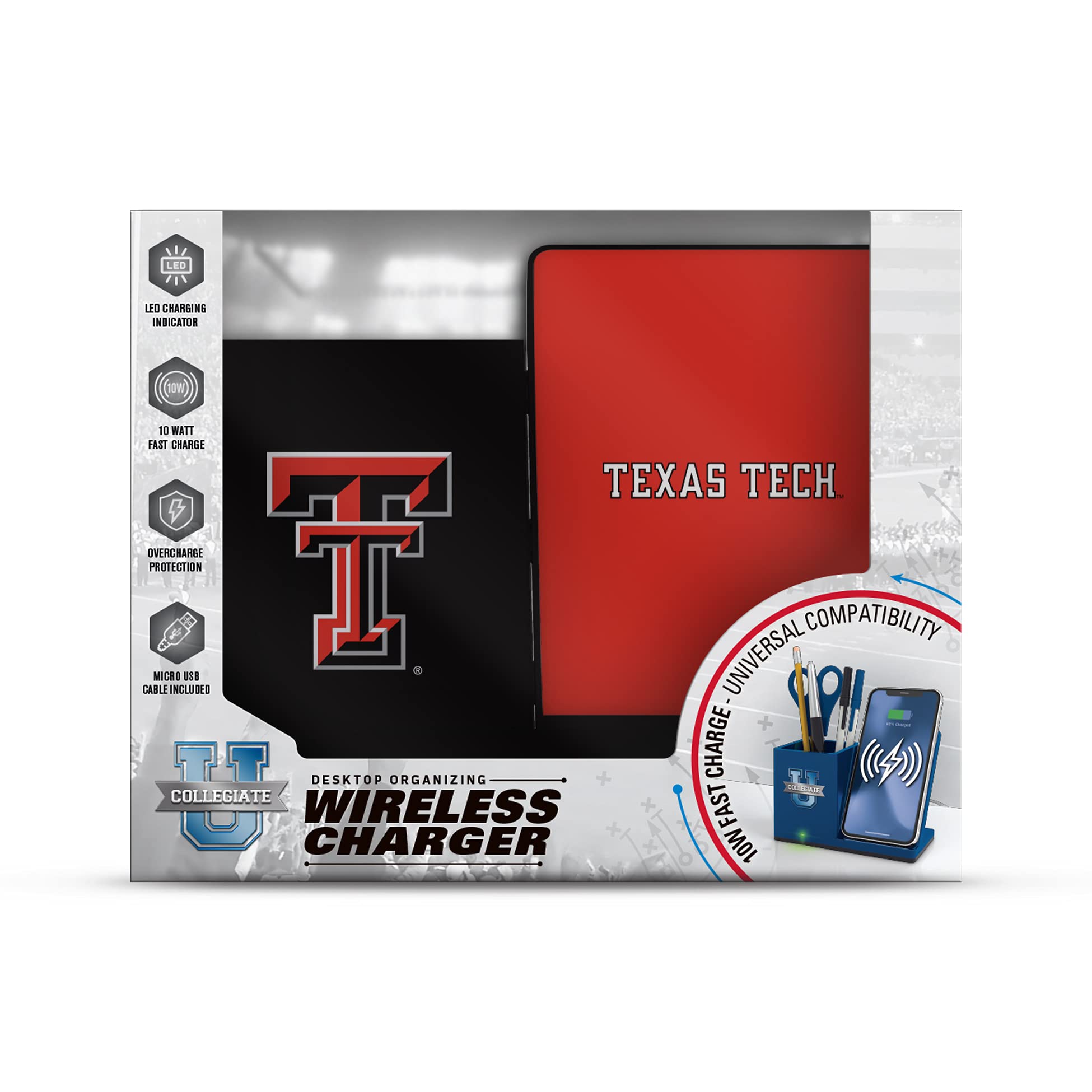SOAR NCAA Unisex Wireless Charging Stand & Desktop Organizer - Fast Qi Charger for iPhone 15/14/13, Samsung Galaxy - Perfect for Office, Home Desk, Dorm Room Organization & Phone Charging