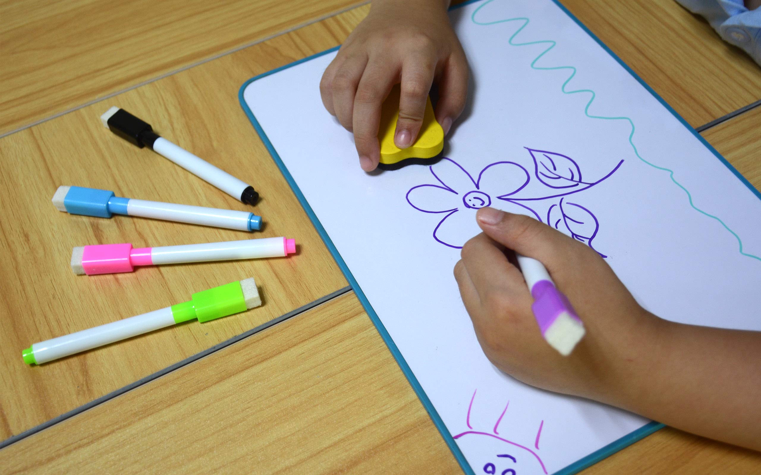 Double Sided Dry Erase Board for Kids - Home & School Whiteboard with Lines for Writing Practice