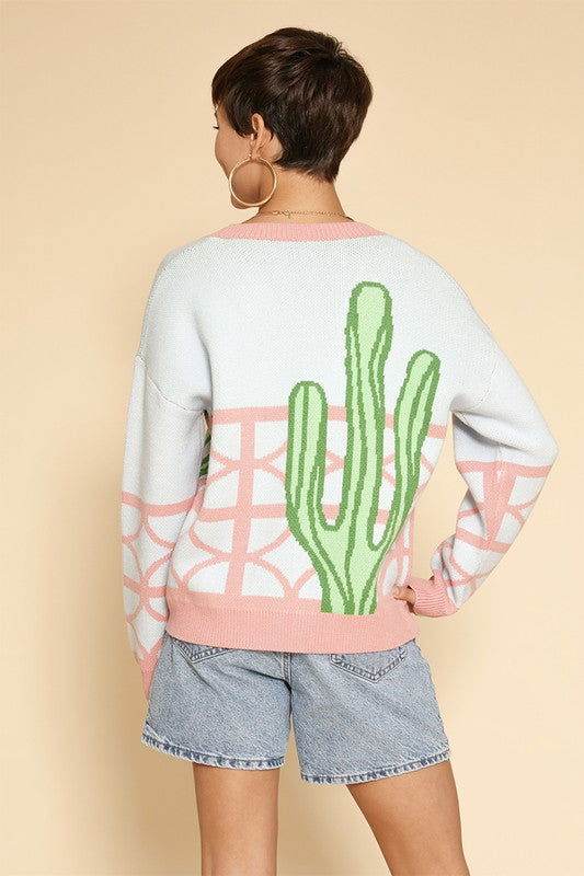 Cactus Resort Knit Cardigan Women's Lightweight Open Front Sweater - Perfect for Casual Outings, Beach Cover-Up & Cozy Lounge Wear