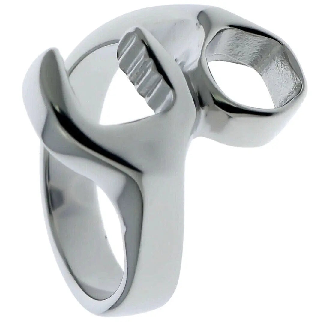 GoSteel Men's Biker Wrench Ring - Stainless Steel Adjustable Motorcycle Jewelry for Bikers & Mechanics - Perfect for Riding, Gifts & Everyday Wear