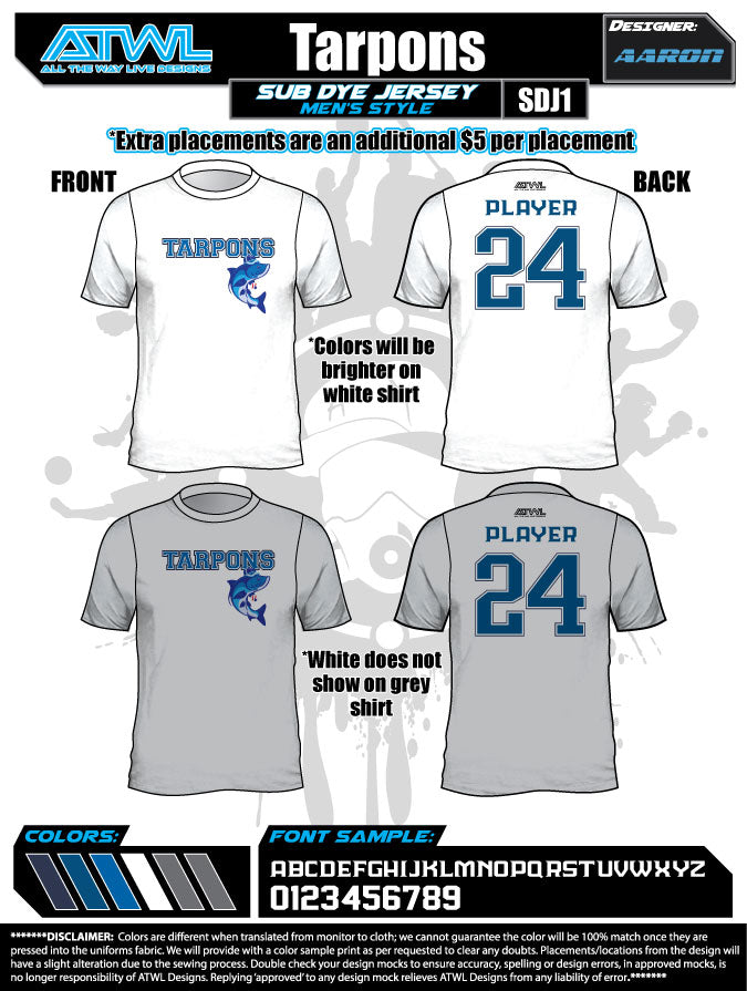 Tarpon's Men's Sublimated Fishing Jersey - Breathable Quick-Dry Performance Shirt for Anglers & Outdoor Activities