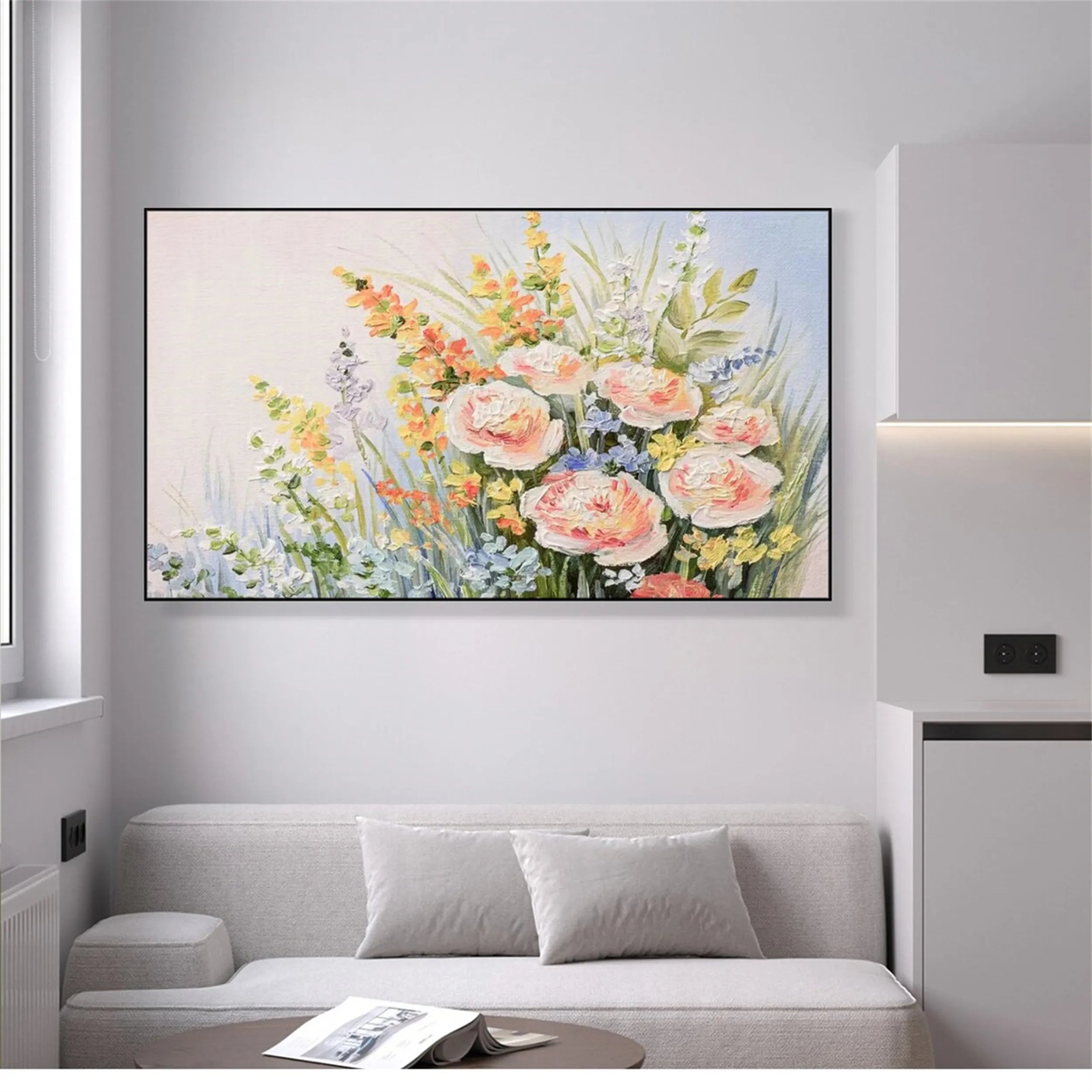 Beautiful Flower and Tree Painting #FT050 - Handmade Canvas Art for Home Decor, Living Room, Bedroom & Office Wall