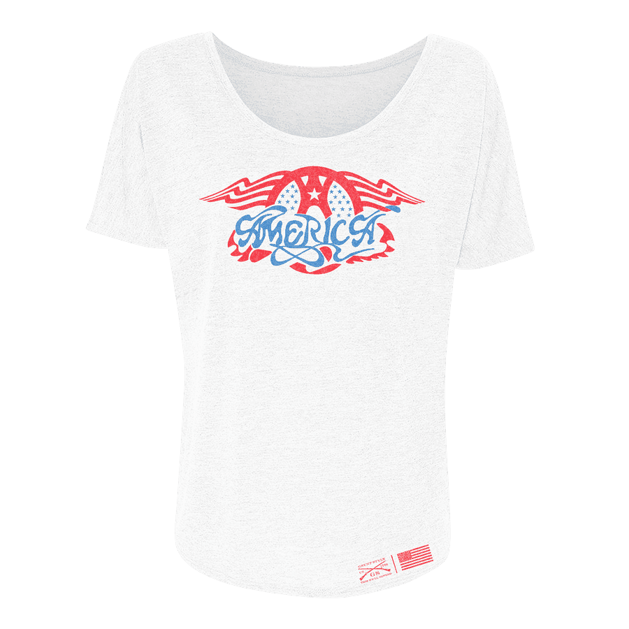 Women's AeroAmerica Slouchy Fit T-Shirt - Soft Relaxed Oversized Tee for Casual Wear | White Cotton Shirt for Everyday Outfits & Lounge Comfort