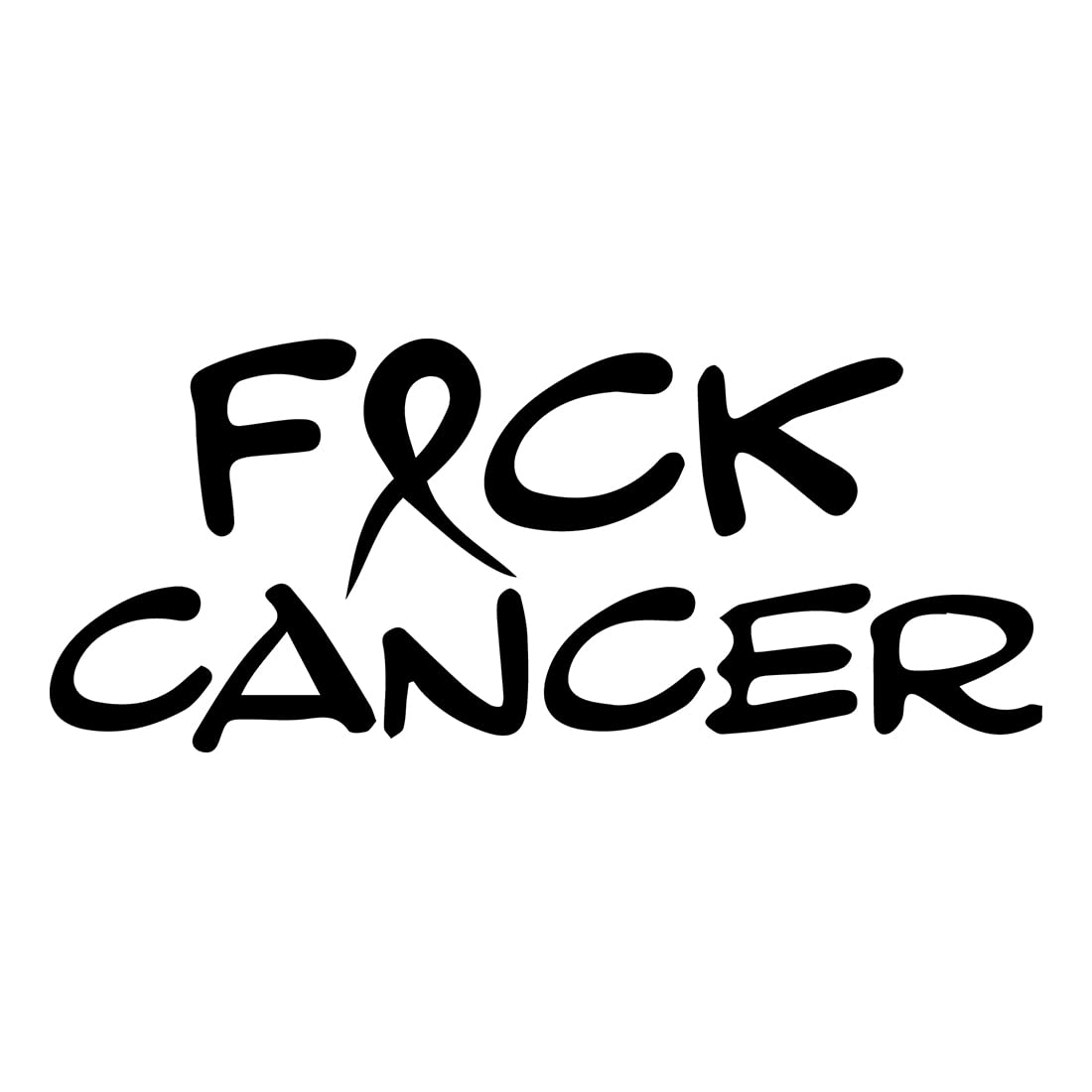 Fk Cancer Quotes (Black) - Set of 2 Premium Waterproof Vinyl Decal Stickers for Laptop, Phone, Helmet, Car Window, Bumper, Mug, Cup, Door & Wall - Motivational Decor for Cancer Awareness & Support