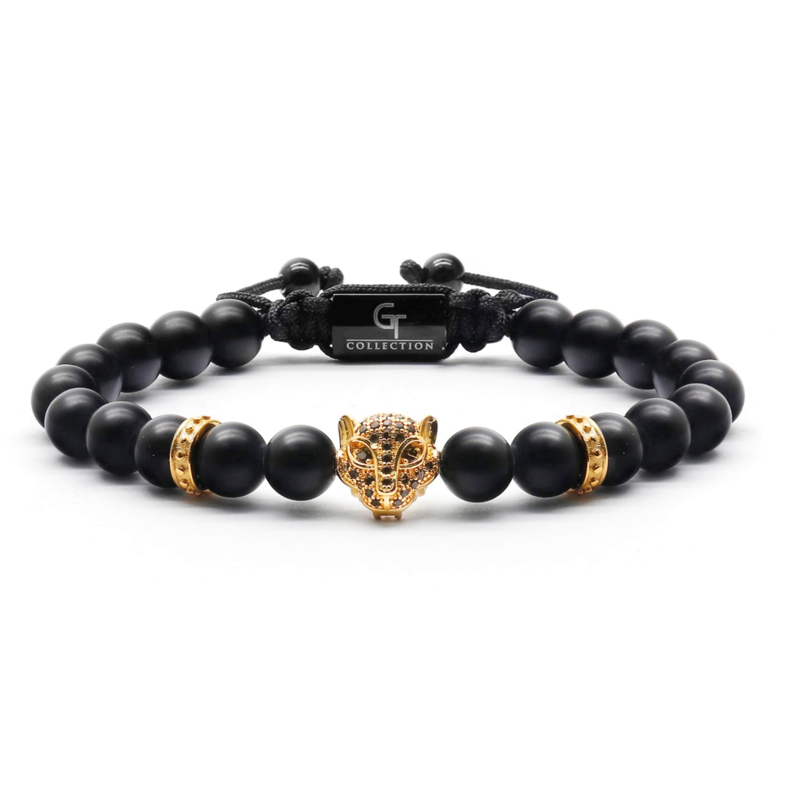 Handmade Leopard Beaded Bracelet for Men - Adjustable Natural Stone Bracelet with Stainless Steel Leopard Charm | Valentine's Day Gift for Him | Perfect for Casual Wear, Date Night & Outdoor Adventures