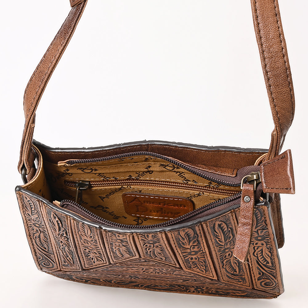 Genuine Western Leather Crossbody Bag for Women - Hand Tooled Design - Perfect for Casual Outings, Travel & Everyday Use