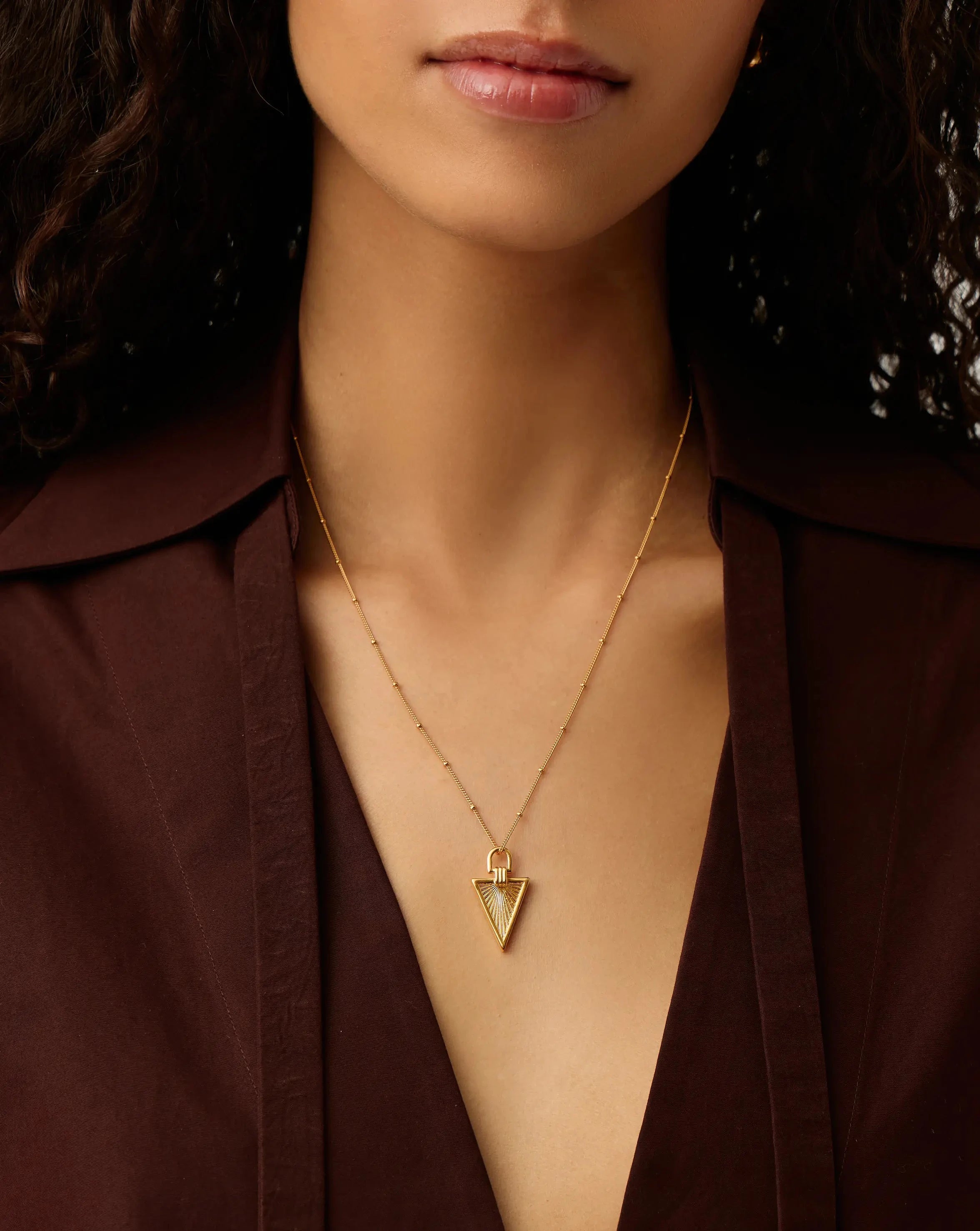 Pyramid Ridge Pendant Necklace for Women - 18k Gold Plated Elegant Jewelry Gift for Birthday, Anniversary & Special Occasions