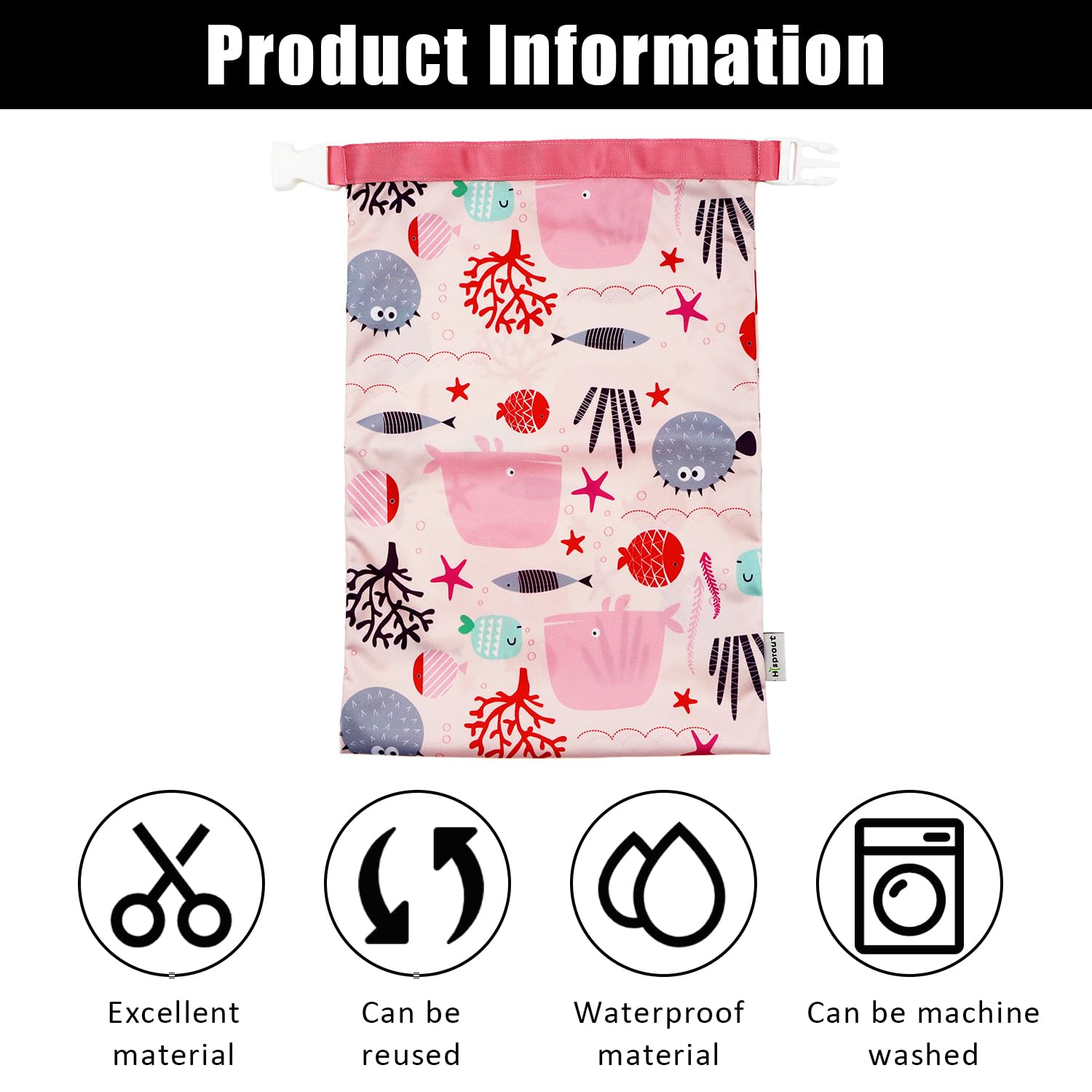 ZEACCT Waterproof Wet Dry Bag with Buckle - Reusable Washable Pouch for Swimwear, Diapers & Baby Clothes | Leakproof Travel Organizer for Beach, Pool & Gym (Pink)