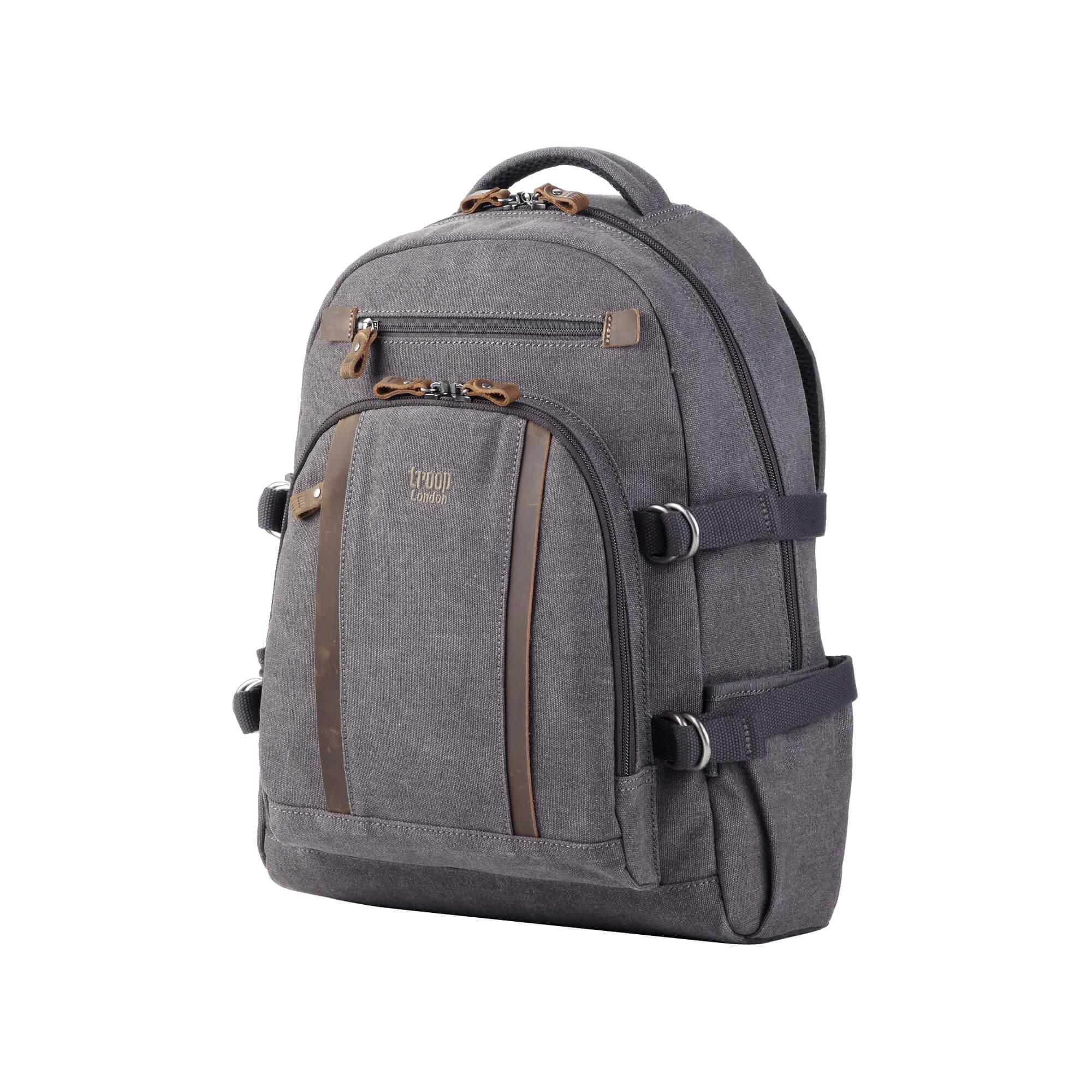 TRP0257 Troop London Classic Canvas Laptop Backpack - Large 15.6 Inch Waterproof Travel Backpack for Men & Women - Perfect for Work, School, College & Business Trips