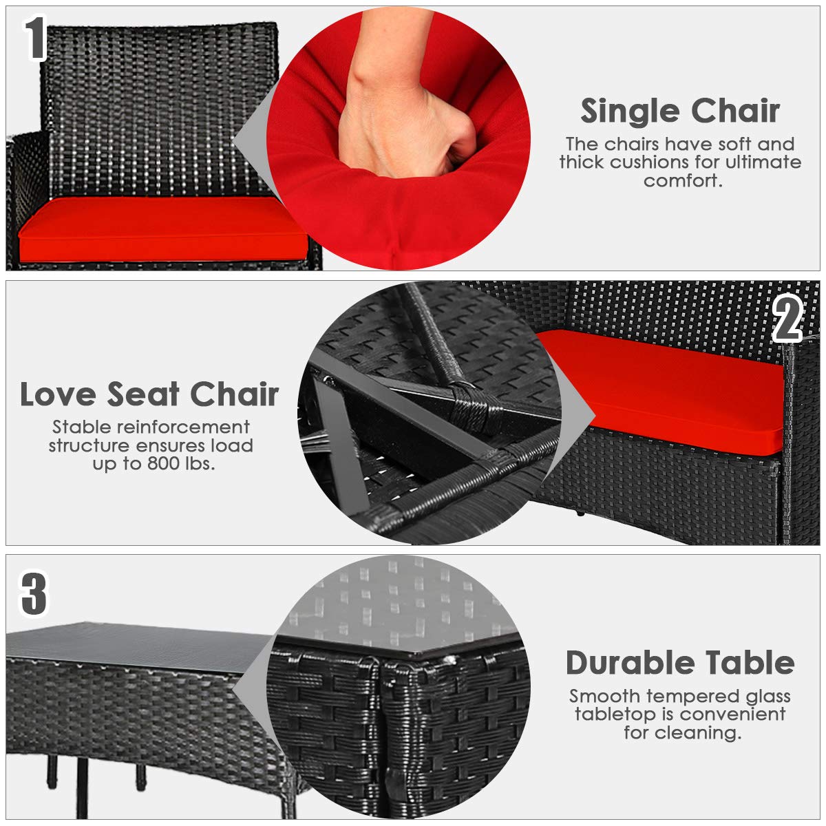 8-Piece Outdoor Patio Furniture Set - Rattan Wicker Conversation Sofa with Tempered Glass Table & Removable Cushions - Perfect for Poolside, Garden, Backyard, and Patio Relaxation