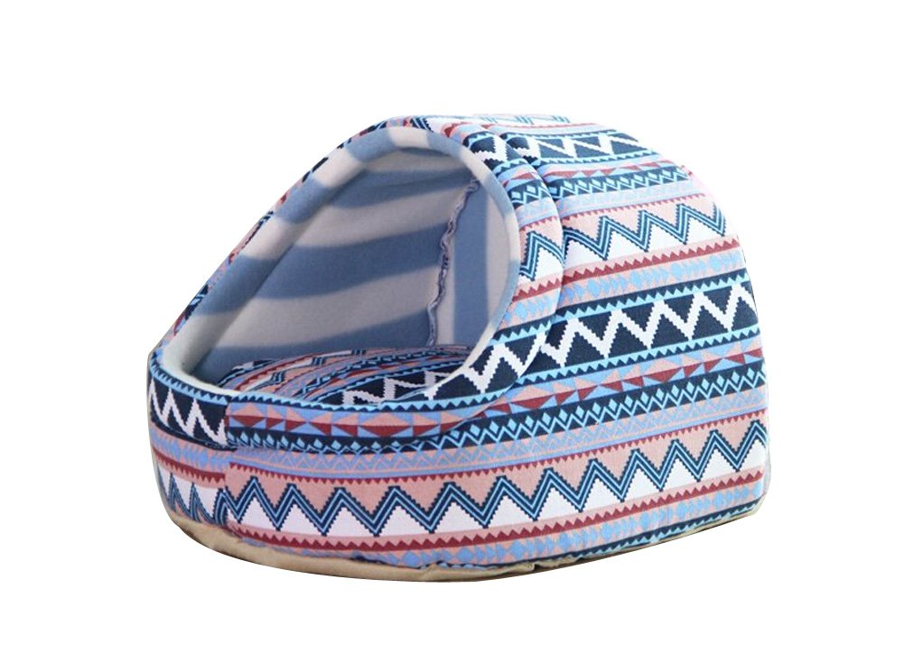 Curved Printing Canvas Pet Mongolian Yurt House Bed - Cozy Indoor/Outdoor Dog & Cat Bed for Home, Camping, and Travel