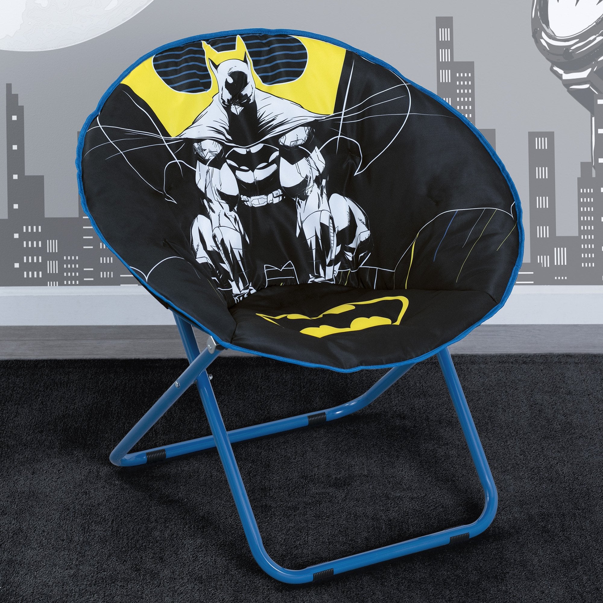 Batman Saucer Chair for Kids Teens & Adults - Comfortable Gaming Lounge Chair for Bedroom, Living Room & Dorm - Superhero Themed Bean Bag Chair for Relaxing & Reading