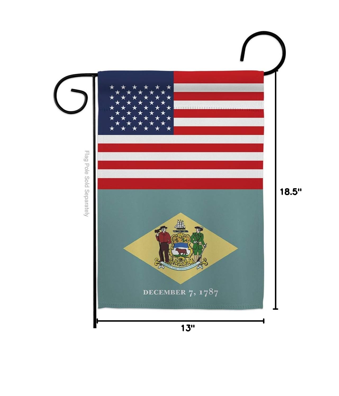 Americana Home & Garden G142758-BO 13x18.5 Inch Delaware State Vertical Garden Flag - Double-Sided House Decoration Banner for Yard, Porch & Outdoor Decor - Perfect Gift for Patriotic Americans