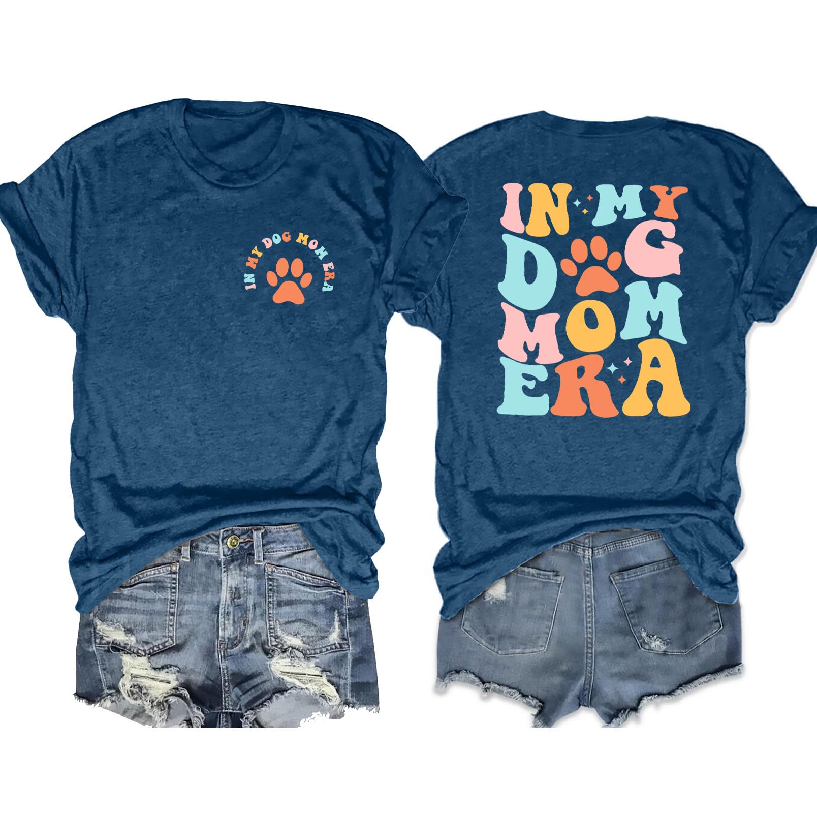 LHBNK Dog Mom Shirt for Women - Cute 'In My Dog Mom Era' T-Shirt with Paw Print Design | Perfect Dog Lover Gift & Casual Summer Top | Great for Dog Parks, Walks & Pet-Friendly Outings