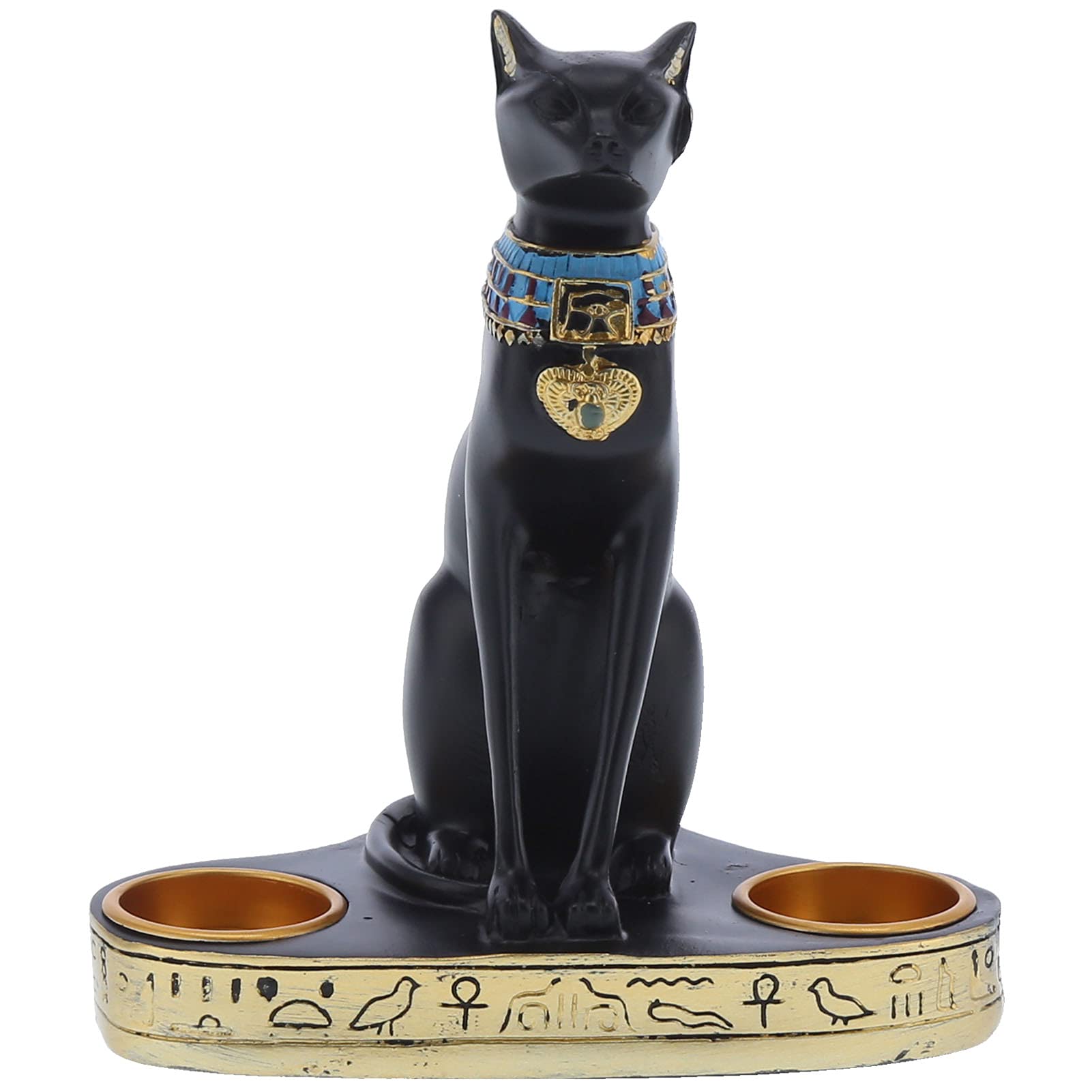 Vintage Resin Cat Statue - Egyptian Style Wall Art Decor, Candlestick Holder, Handcrafted Cat Ornament for Home, Office & Gift Giving | Perfect for Boho Decor, Witchy Aesthetic & Ancient Egypt Theme