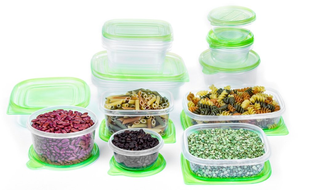 54-Piece Plastic Food Storage Container Set with Airtight Green Lids - BPA-Free Kitchen Organization for Meal Prep, Leftovers & Pantry Storage