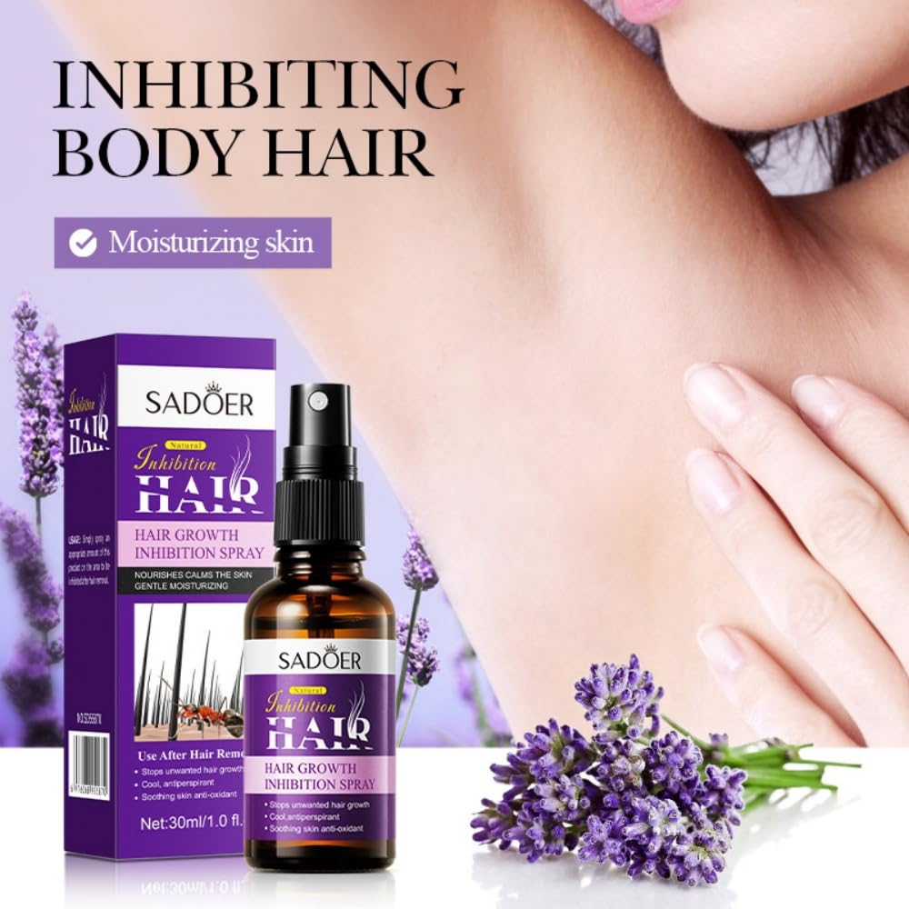 Hair Inhibitor Spray for Face, Underarms & Legs - Soothing Hair Growth Inhibitor for Women & Men - Post Wax Care Solution | Reduce Unwanted Hair Growth for Smooth Skin at Home & Salon