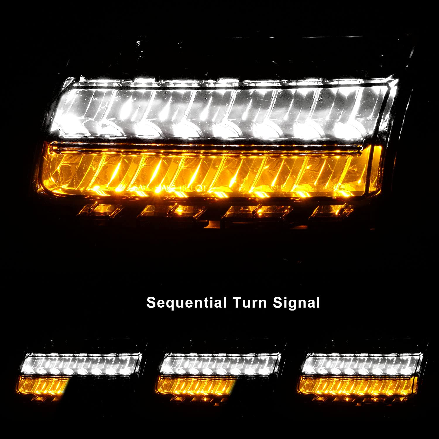 AmeriLite LED Bumper Lights for 2018-2020 Jeep Wrangler JL Sport & Sport S Models - Smoked Sequential Turn Signals with DRL - Upgrade Your Halogen Headlights for Off-Road & Night Driving