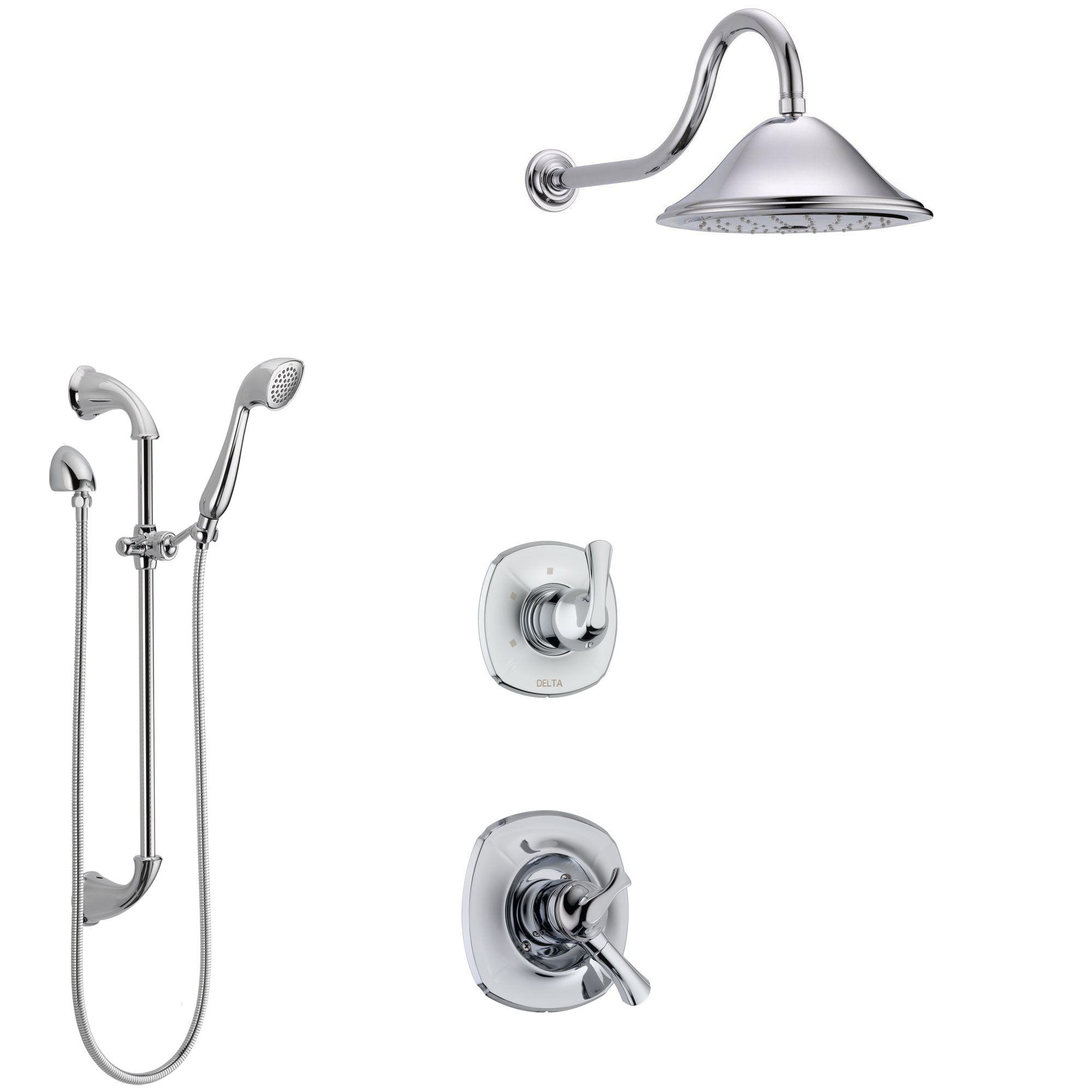 Delta Addison Chrome Finish Shower System - Dual Control Handle, 3-Setting Diverter, Showerhead & Hand Shower with Slide Bar SS17924 | Perfect for Modern Bathroom Renovations & Spa-Like Shower Experience