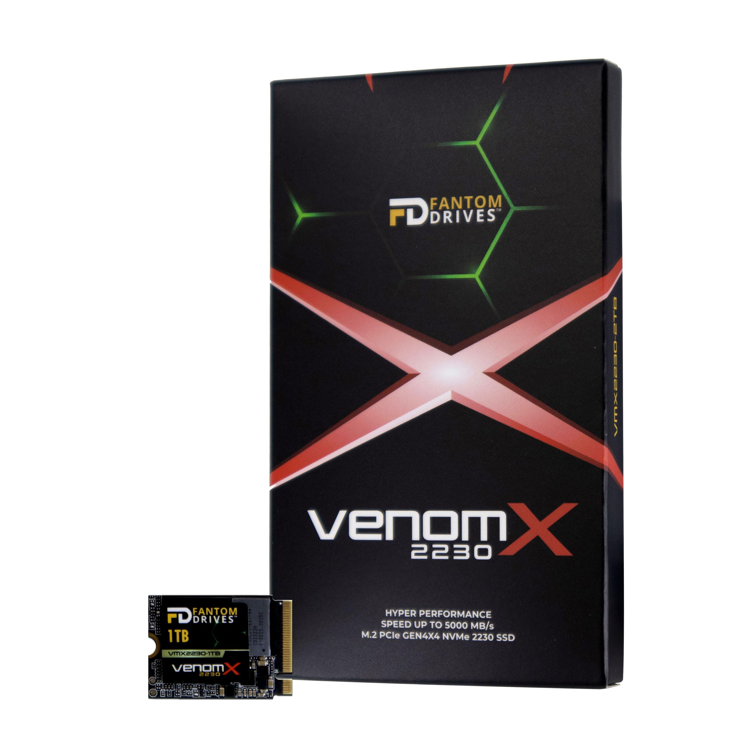Fantom Drives VenomX 1TB M.2 2230 NVMe SSD - PCIe Gen4 x4 Internal Solid State Drive with 5100MB/s Read Speed for PC, PS5, Xbox & Gaming Laptops - High Performance Storage Upgrade for Gaming & Video Editing (VMX2230-1TB)