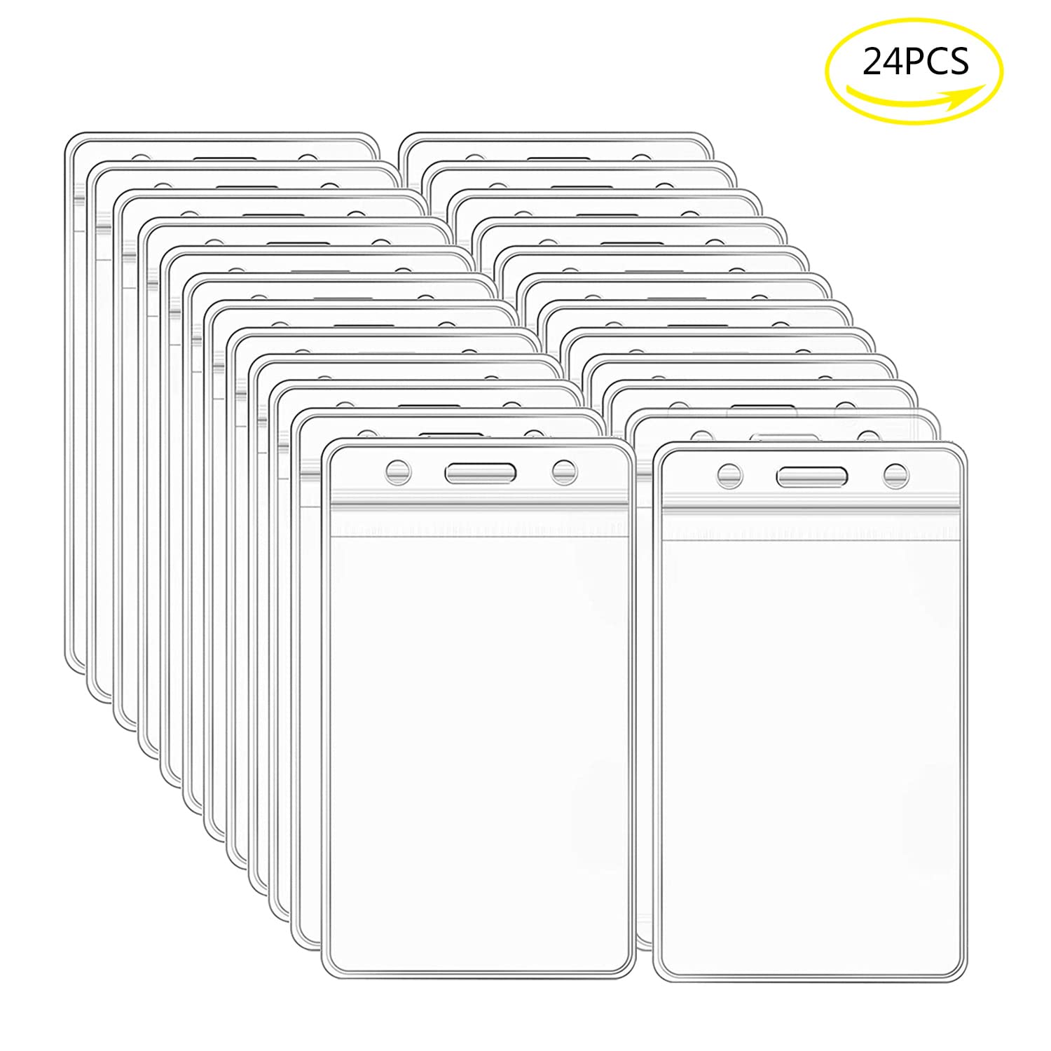 LGEGE 24-Pack Vertical ID Card Holders - Waterproof Badge Protectors for Work, School & Events (6×4