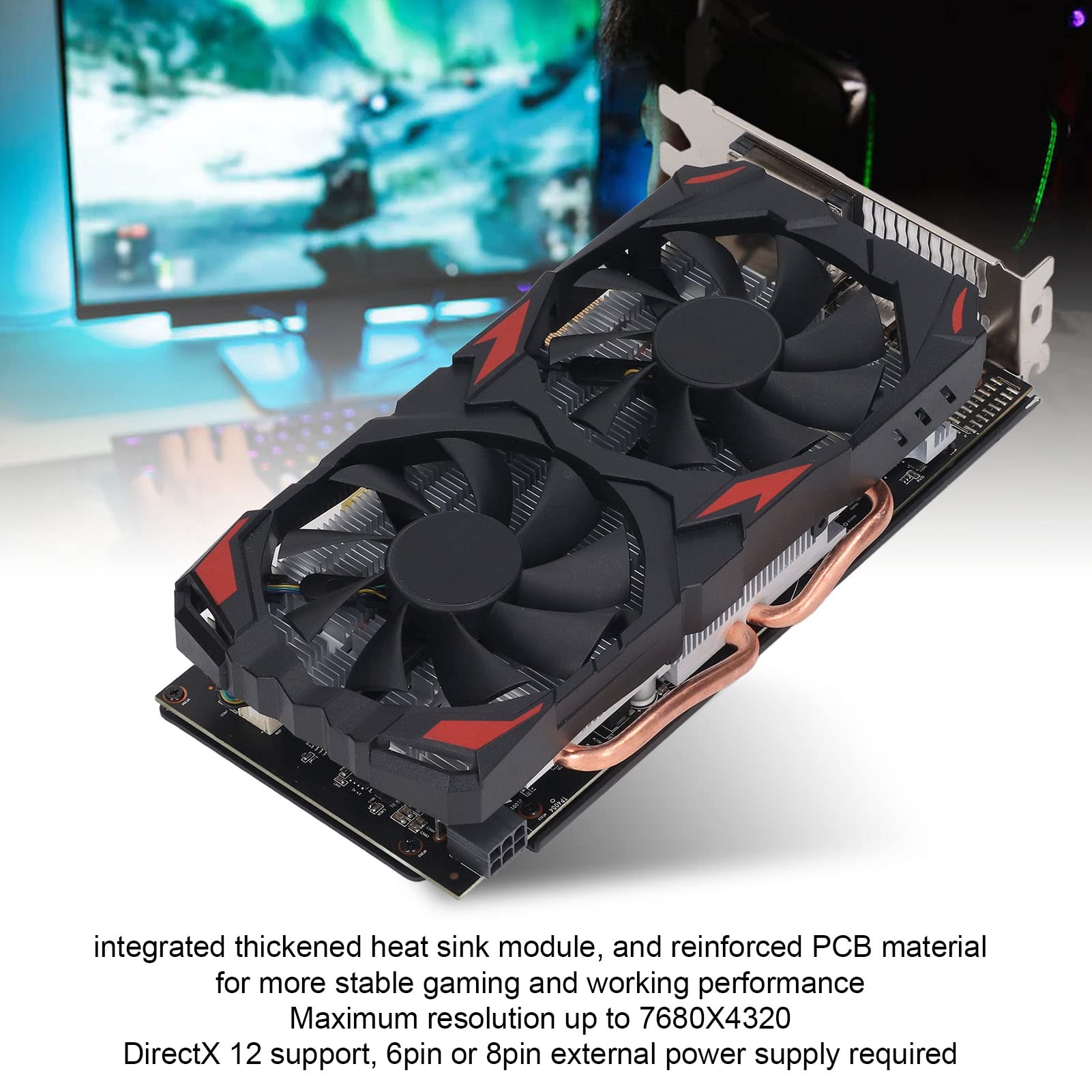 8GB DDR5 256-Bit RX 580 Gaming Graphics Card with Dual Fans - High Performance Desktop PC Video Card for 4K Gaming, Streaming & VR | Perfect for Fortnite, Call of Duty & Esports