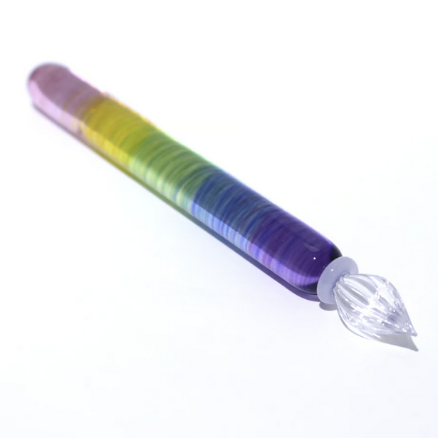 Japanese Glass Dip Pen - Rainbow, Short, Purple to Pink Gradient - Perfect Calligraphy & Handwriting Tool - Ideal Gift for Writers, Artists & Stationery Lovers - Great for Journaling, Letter Writing & Creative Projects