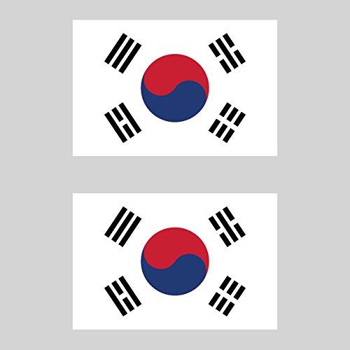 2 Pack South Korean Flag Stickers - Self Adhesive Vinyl Decals for Cars, Laptops, Water Bottles | FA Graphix Korean National Flag (KOR/KR) Decoration for Travel, Sports Events & National Pride