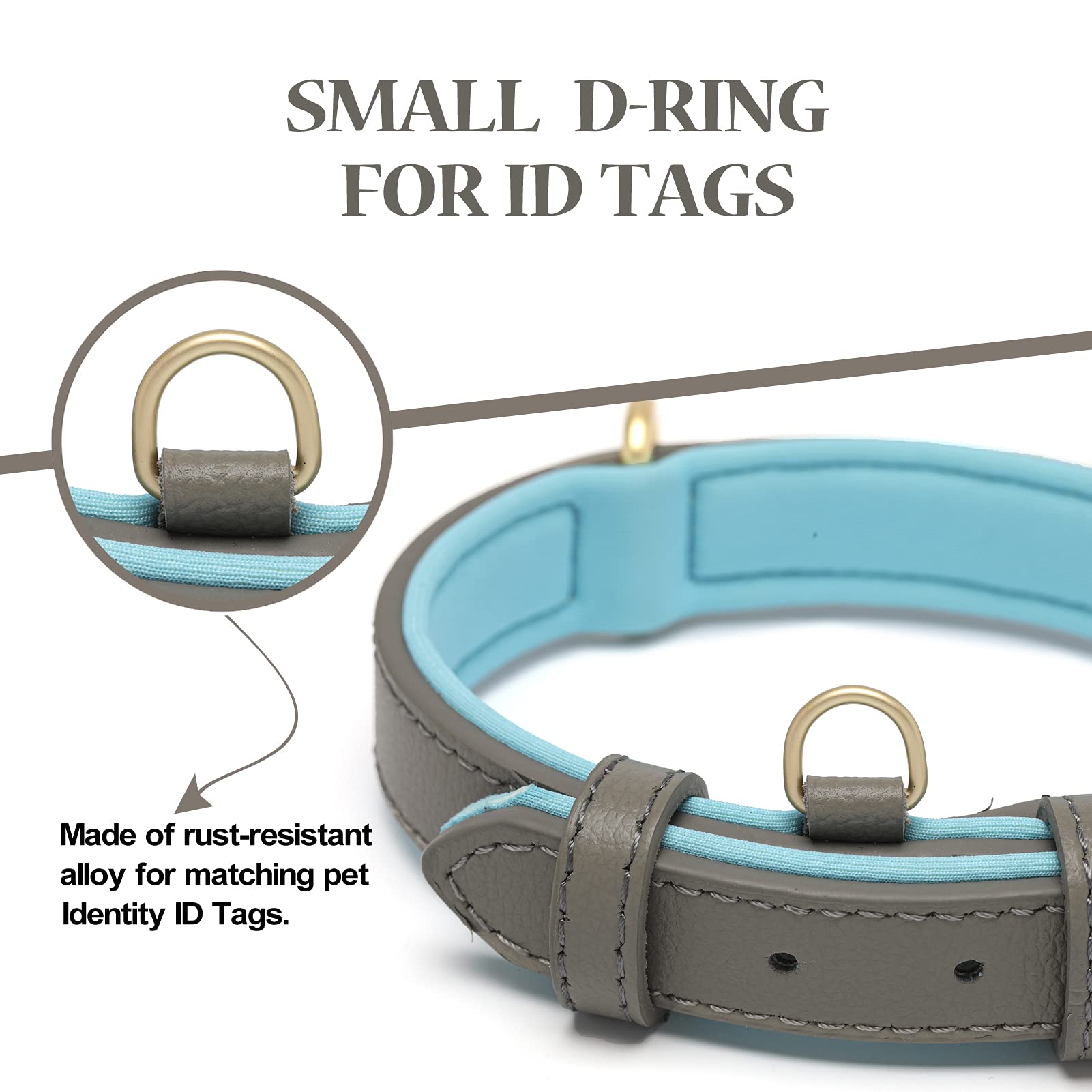 2 Pack Soft Padded Leather Dog Collar - Classic Breathable & Waterproof Collars for Small Medium Large Dogs (Grey/Brown) - Perfect for Daily Walks, Training & Outdoor Adventures