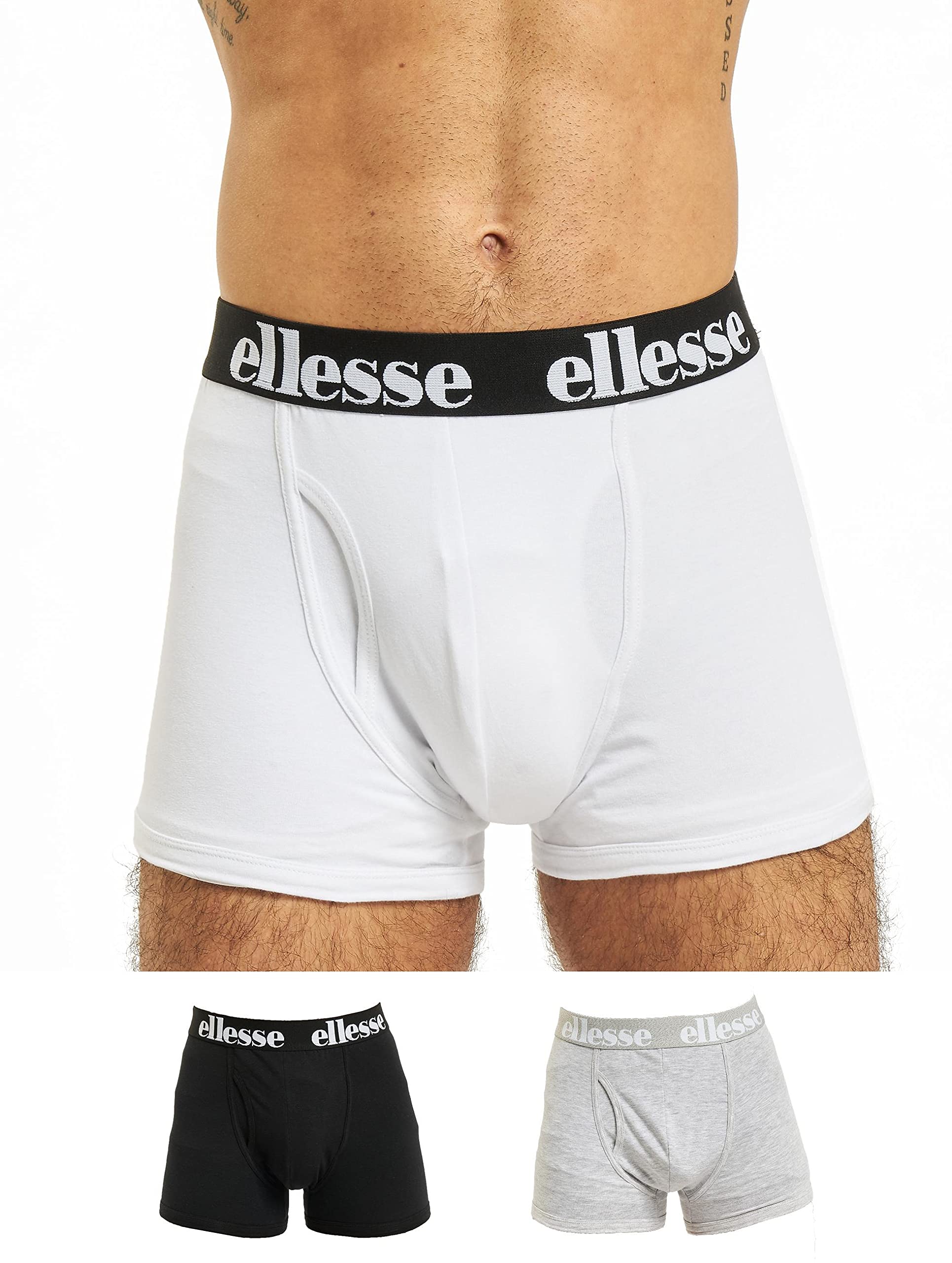 Ellesse Hali Cotton 3-Pack Men's Boxer Briefs - Soft Breathable Underwear for Everyday Comfort & Active Lifestyle | Black