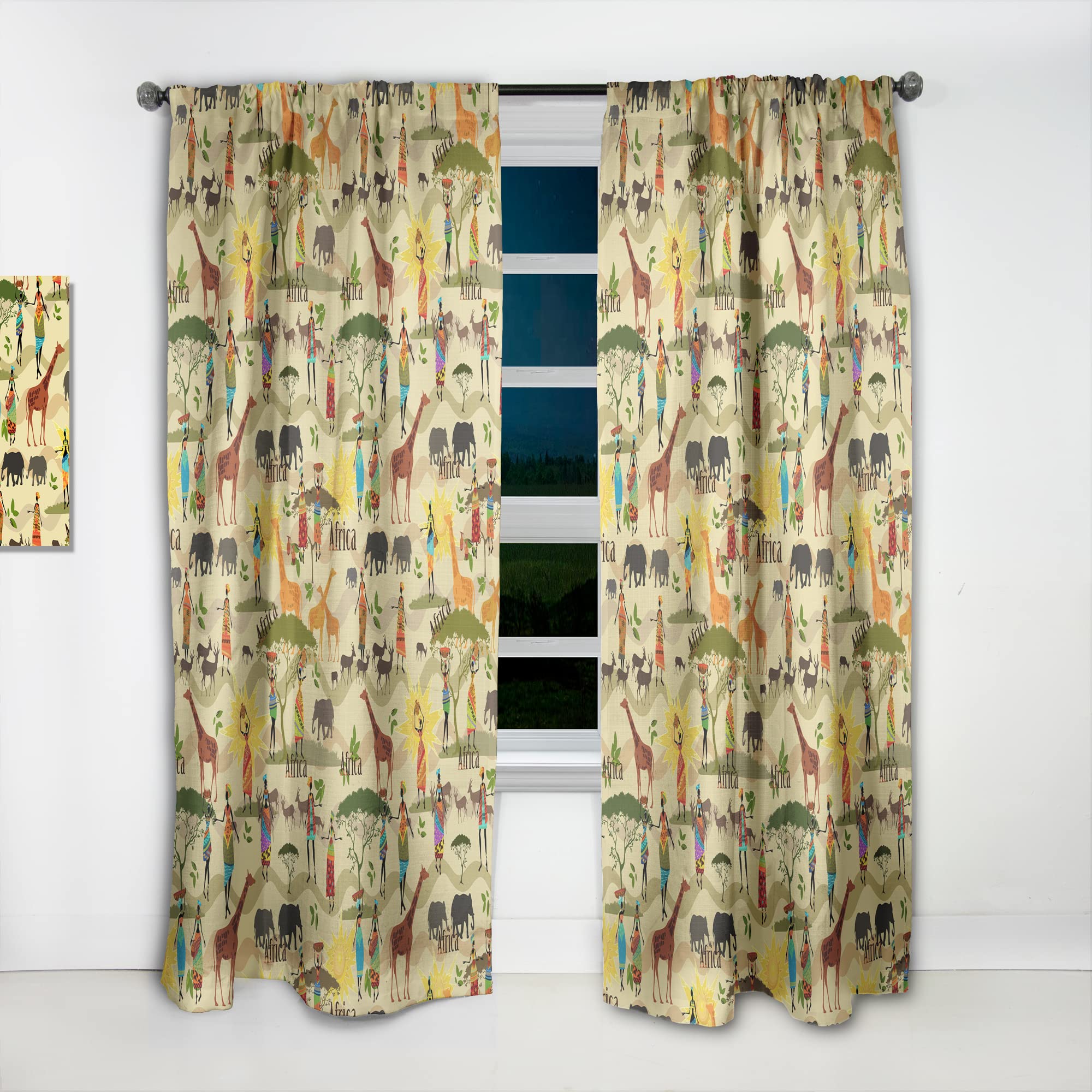DesignQ Ethnic African Texture Thermal Insulated Curtains - Single Panel 52x95 - Blackout Drapes for Bedroom & Living Room - Perfect for Home Decor, Privacy & Energy Efficiency