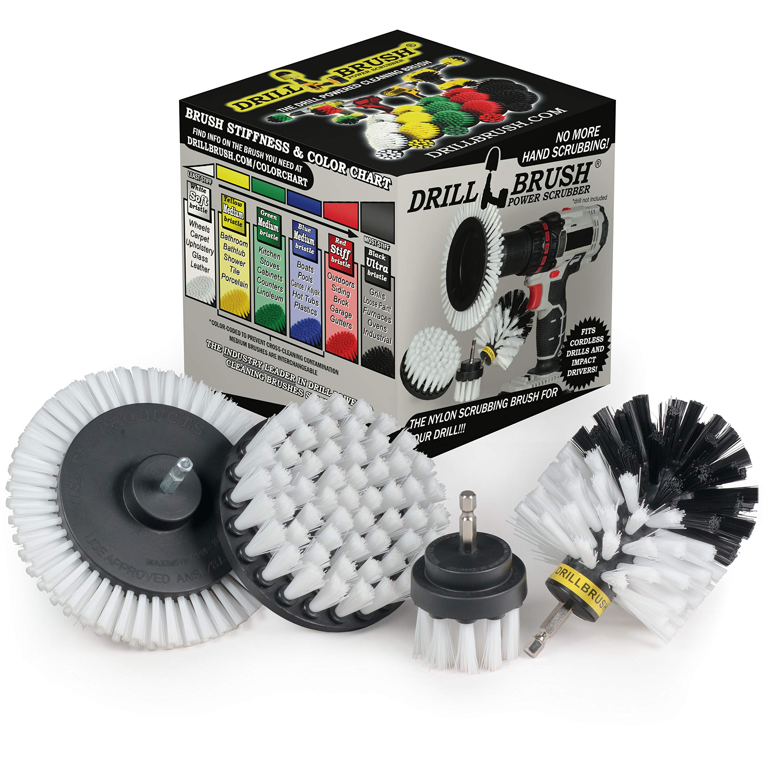 Drill Brush Attachment Set for Windshield & Car Cleaning - Soft Scrub Brush for Glass, Auto Detailing & Carpet Power Scrubbing - Car Wash Accessories Kit (Perfect for Auto Detailing, Interior Cleaning & Windshield Maintenance)