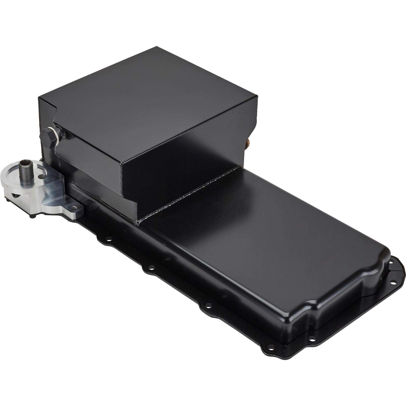 Low Profile TH LS Swap Oil Pan with AN 10 Drain & OEM Filter - Compatible with GM LS Engines for Performance Upgrades & Custom Builds