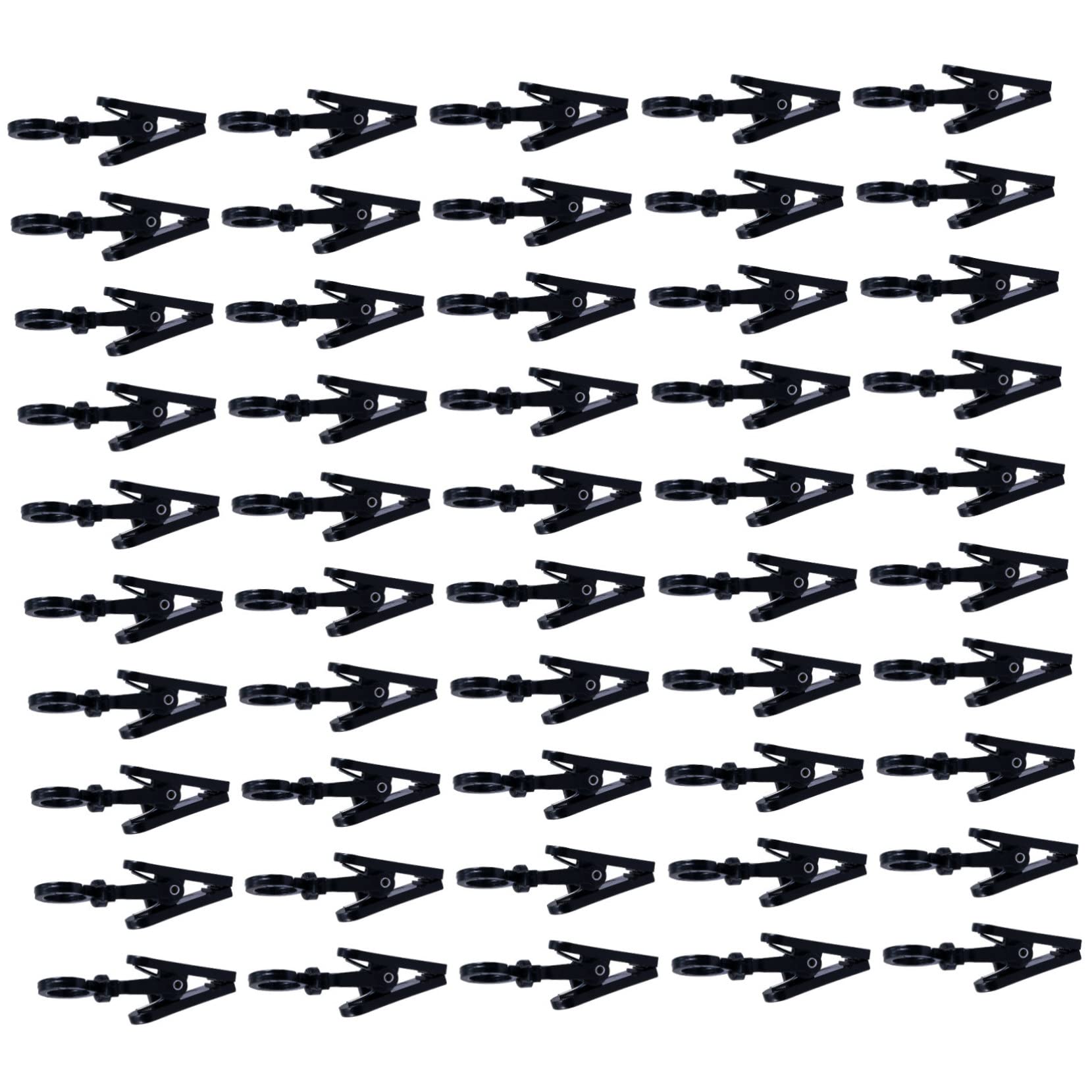 50pcs Small Plastic Swivel Hanging Clips - 360° Rotatable Multipurpose Hooks for Laundry, Curtains, Coats & Home Organization - Durable Plastic Clips for Clothesline, Shower, Closet & DIY Projects