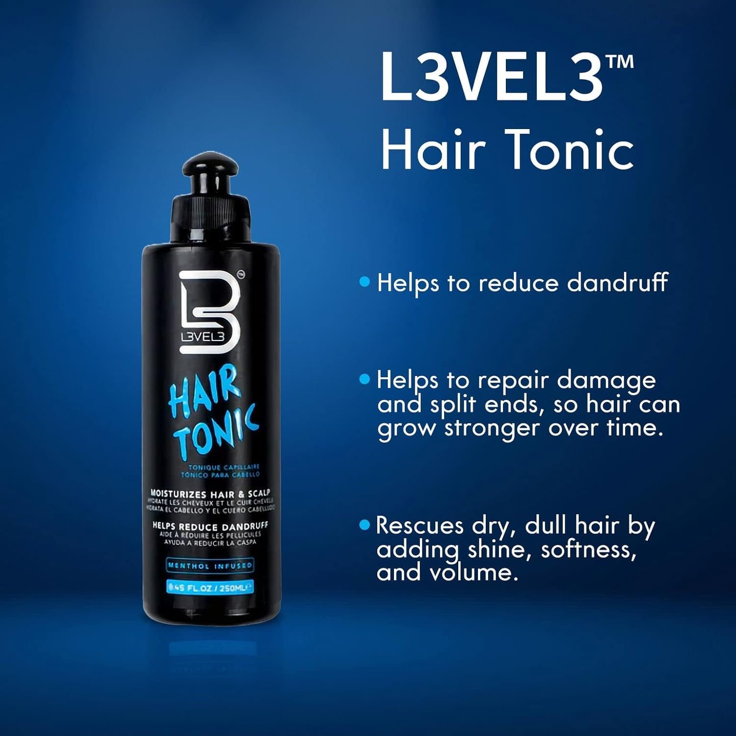 L3 Level 3 Hair Tonic for Women & Men - Hair Growth Serum with Natural Extracts - Volumizing & Shine Enhancing Treatment for Thicker, Healthier Hair - Perfect for Daily Use, Styling & Damaged Hair Repair