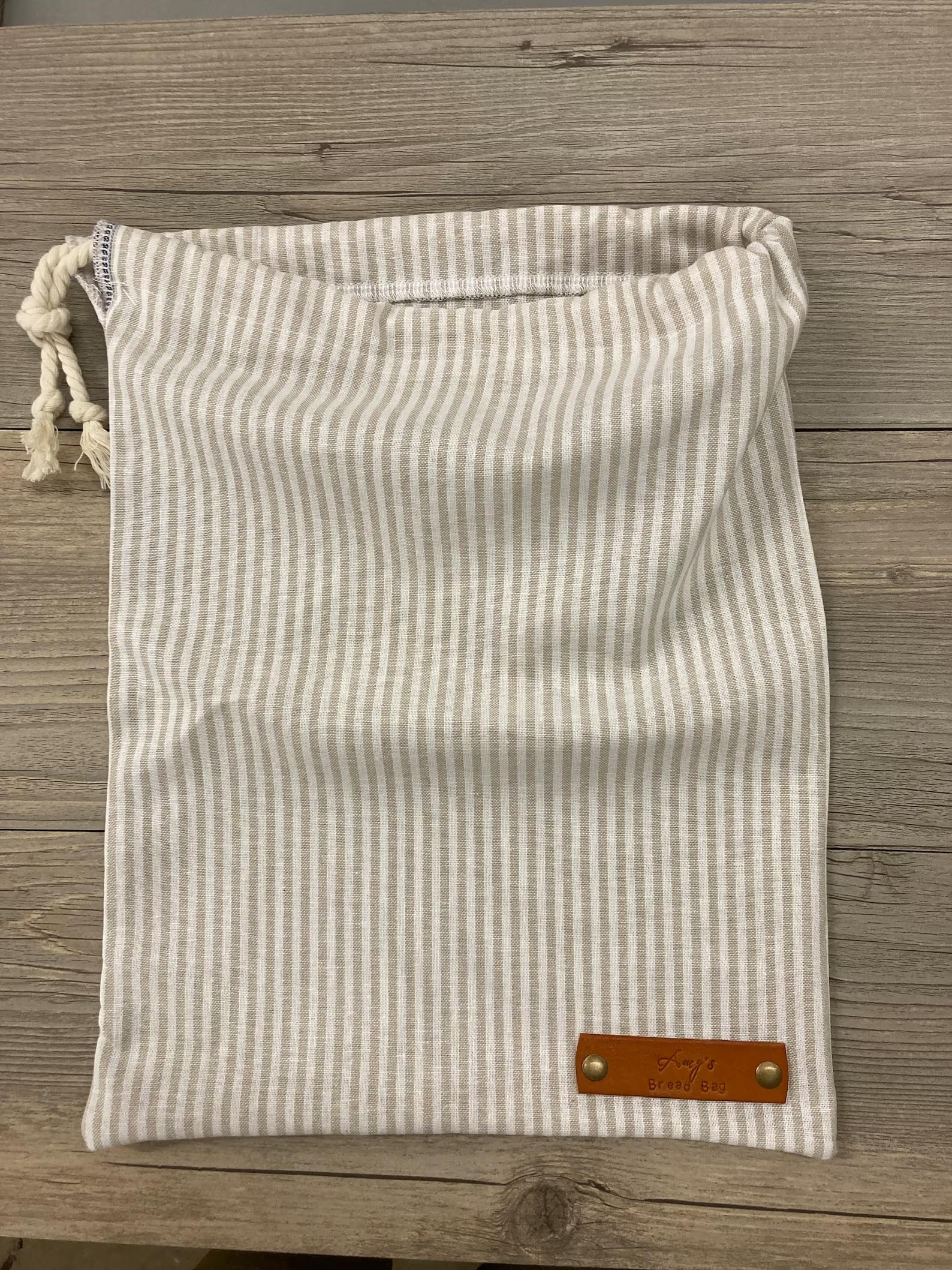Rustic White Stripe Linen Bread Bags - Reusable Homemade Sourdough & Produce Storage - Personalized Baker Gift (Made in USA) - Perfect for Artisan Bread, Farmers Market & Eco-Friendly Kitchen Use
