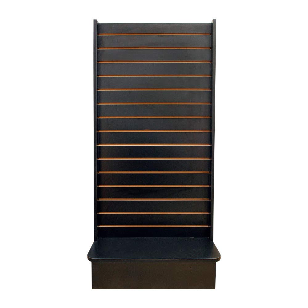 MH GLOBAL 2-Sided Slatwall Display Tower - Black Knockdown Floor Stand Retail Fixture for Store Merchandising | Perfect for Retail Stores, Trade Shows & Boutique Displays