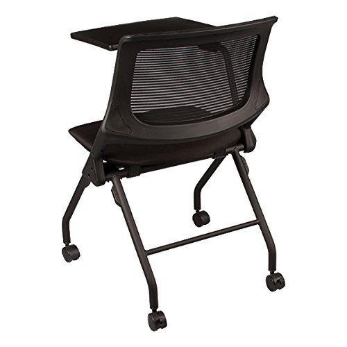 Learniture Mesh Tablet Arm Chair with Wheels - Ergonomic Office Conference Chair with Flip-Up Writing Tablet & Padded Seat - Black - Perfect for Home Office, Study, and Conference Rooms