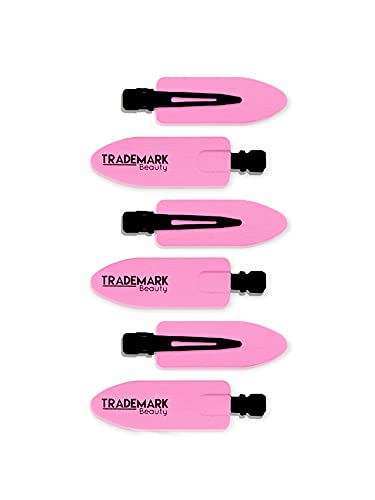 Trademark Beauty Creaseless Hair Clips - No Dent Hair Clips for All Hair Types | Secure Styling & Multipurpose Hair Accessories (6 Pack, Pink) | Perfect for Updos, Curling, Braiding & Everyday Hairstyles