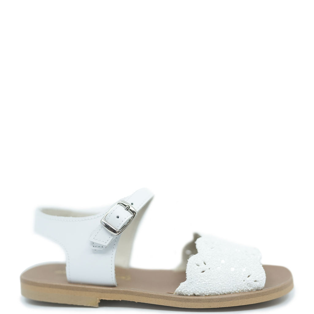 Sonatina White Glitter Strap Sandal - Women's Fashion Glitter Heels for Parties, Weddings & Evening Events | Comfortable Dressy Sandals for Special Occasions