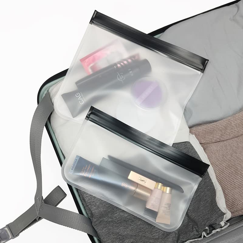Frosted Clear Toiletry Bags Set - 1 Large & 1 Small PEVA Makeup Pouch for Travel, Gym & Cosmetics Organization | Waterproof Transparent Cosmetic Bag