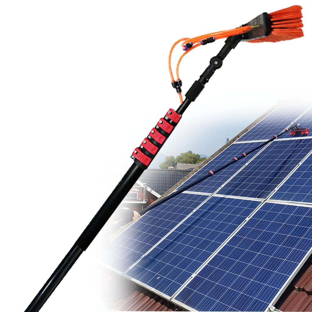 **Window Cleaning Brush with 4 Water Outlets - Telescopic Pole Extends to 23ft/7.2m - Water Fed Squeegee Washer for Roof, Solar Panels & High Windows - Perfect for Home, Office & Commercial Cleaning**