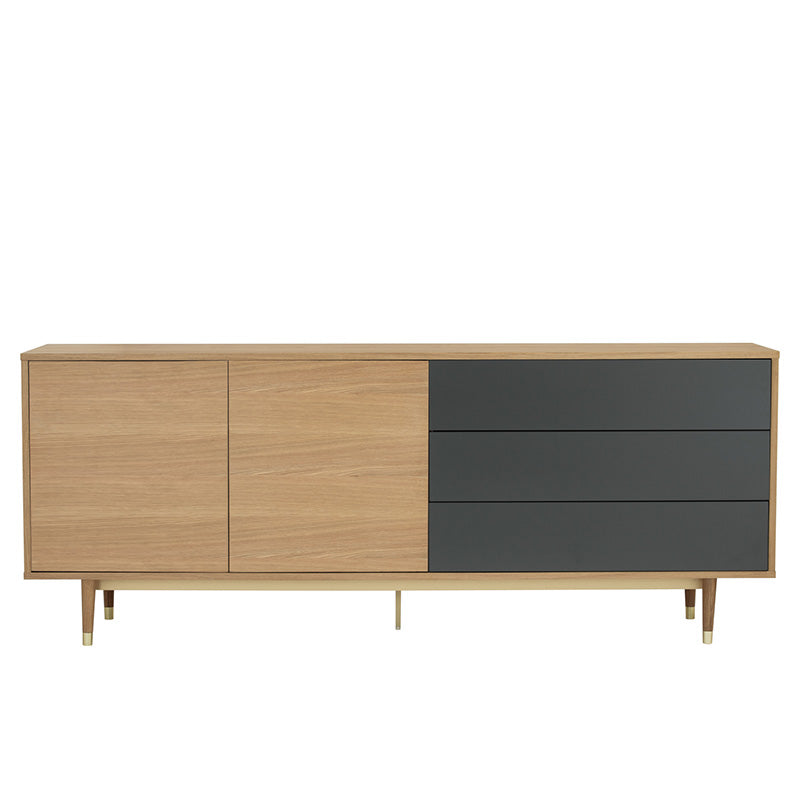 HOUSTON 200cm Sideboard Buffet Cabinet - Solid Oak & Grey Finish - Perfect for Dining Room Storage & Living Room Organization