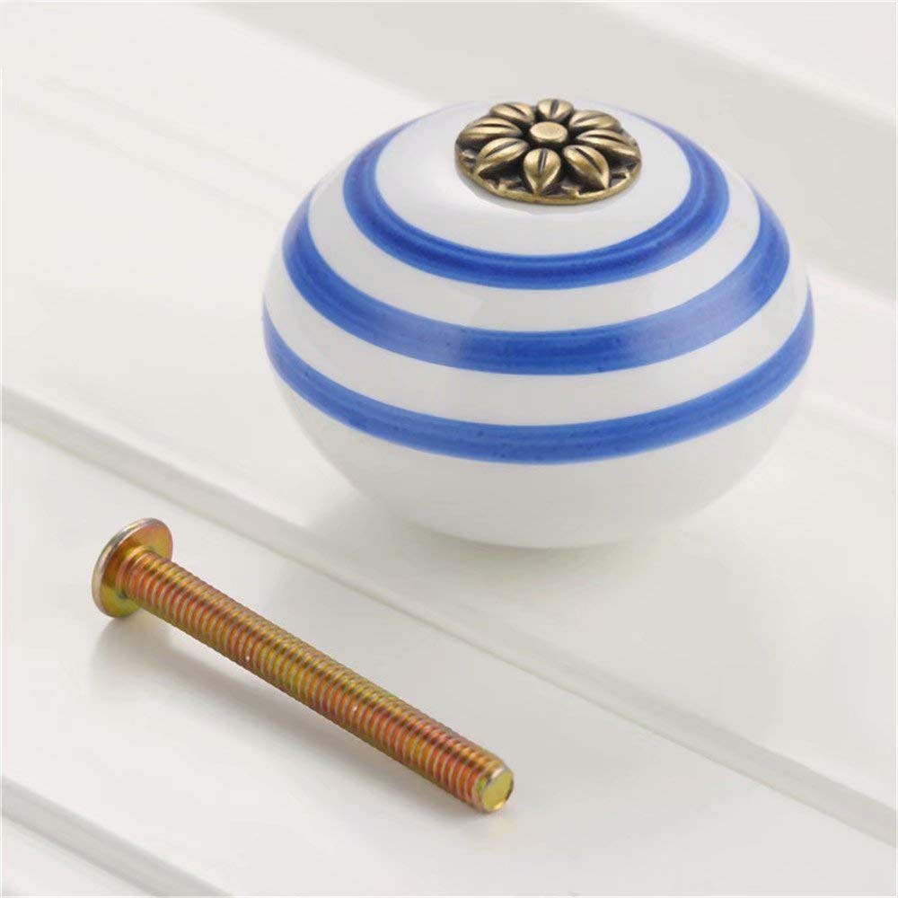 6-Pack Blue Ceramic Cabinet Knobs - Round Style Drawer Pulls & Dresser Handles for Kitchen, Bathroom & Furniture (6pcs) - Perfect for Cabinets, Cupboards & DIY Home Decor